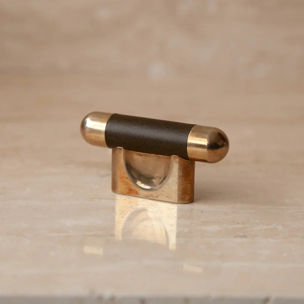 Mineral Leather Wrapped Metal Knob - Rockland Interiors Inc.