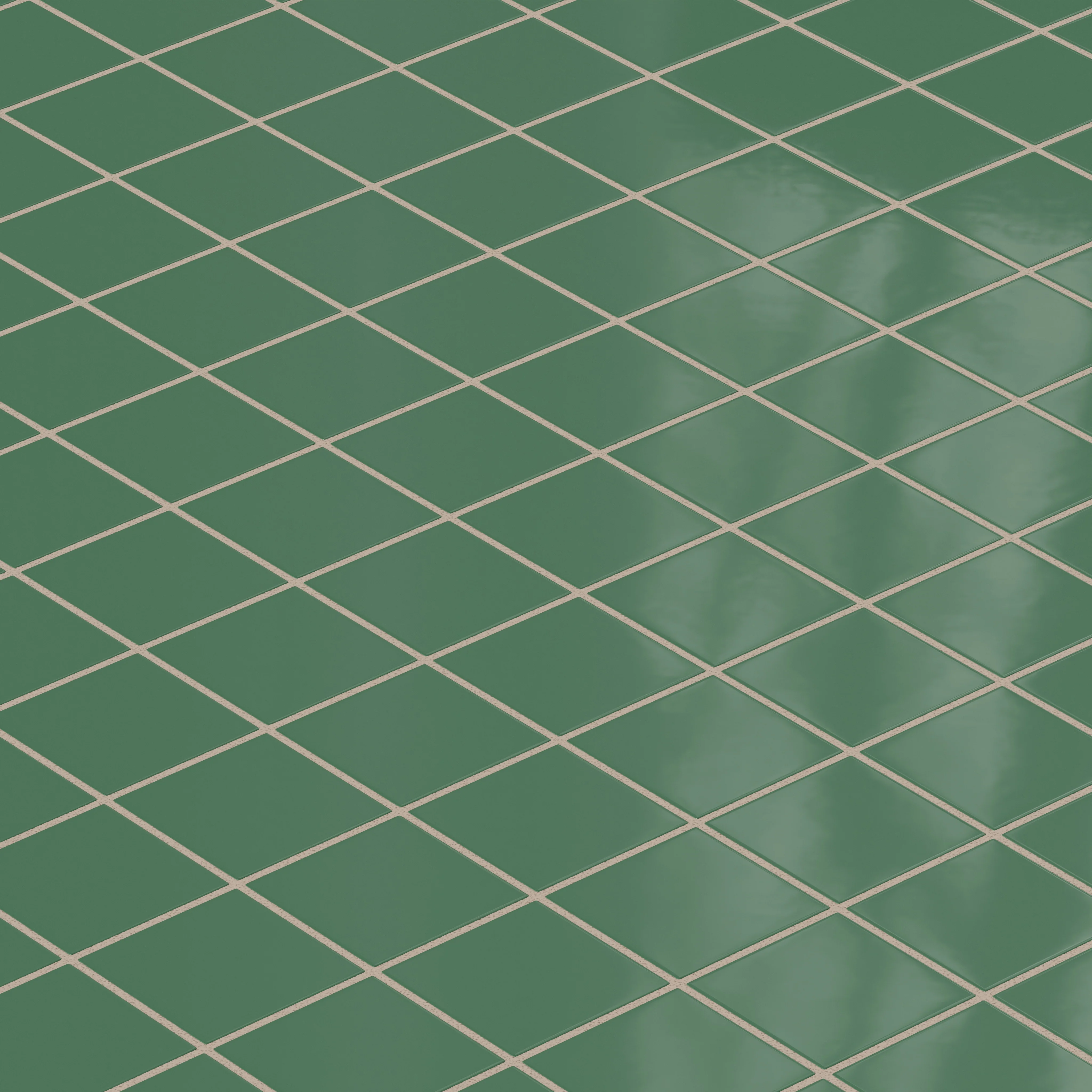 3x3 Straight Set Sheeted Natural Press Ceramic Mosaic Tile in Viridian Gloss - Rockland Interiors Inc.