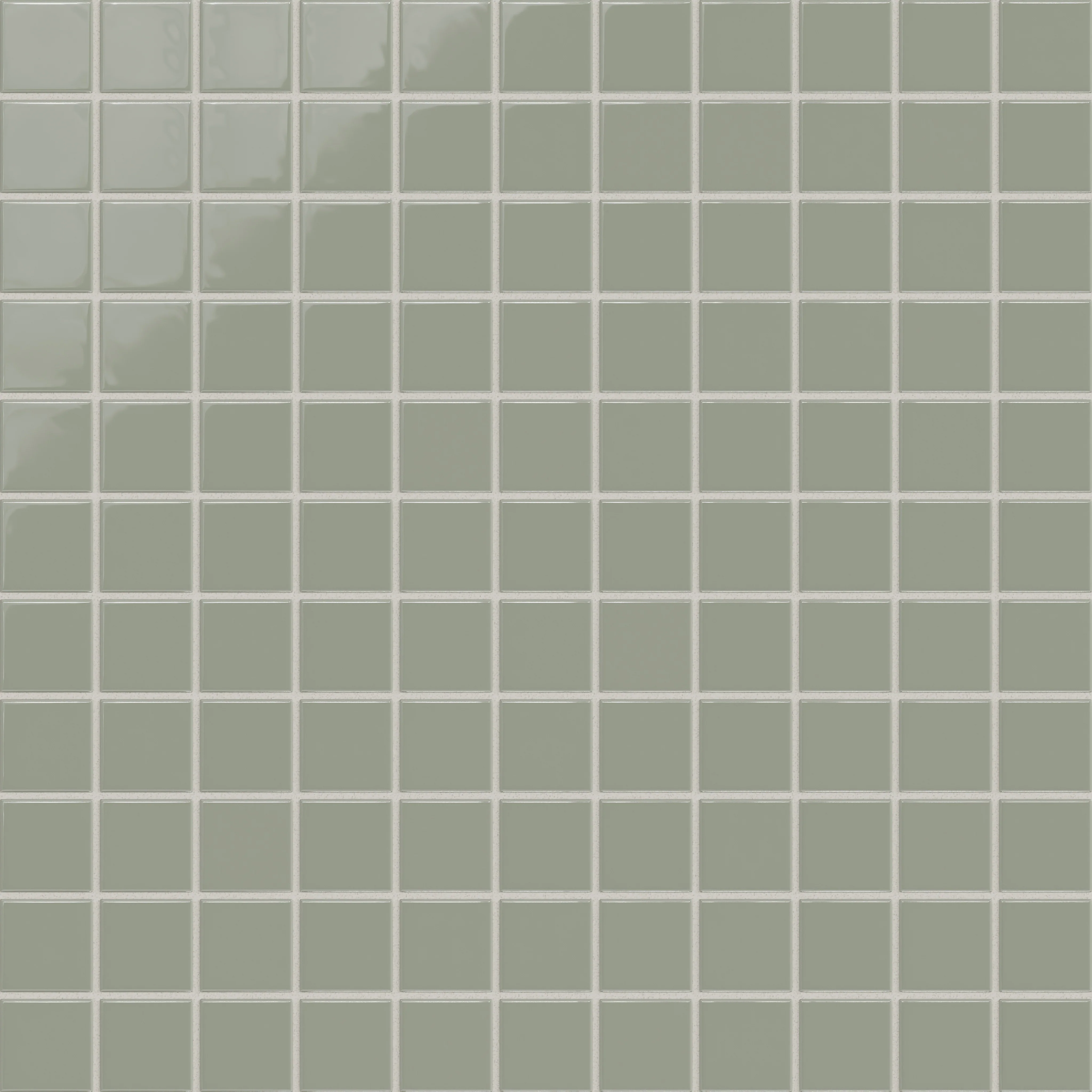 2x2 Straight Set Sheeted Natural Press Ceramic Mosaic Tile in Terre Verte Gloss - Rockland Interiors Inc.