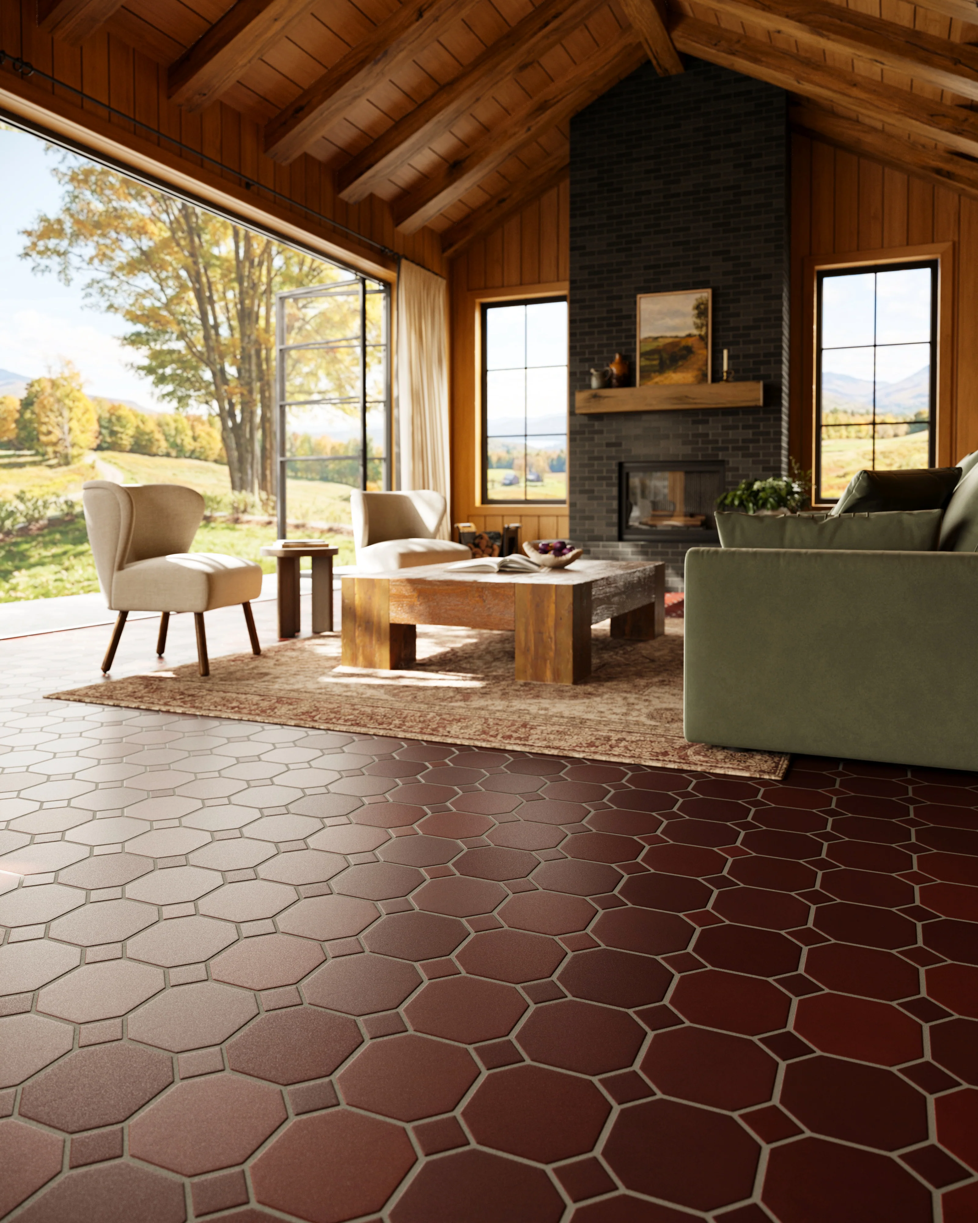 Gramercy Original Ceramic Tile in Redwood - Rockland Interiors Inc.