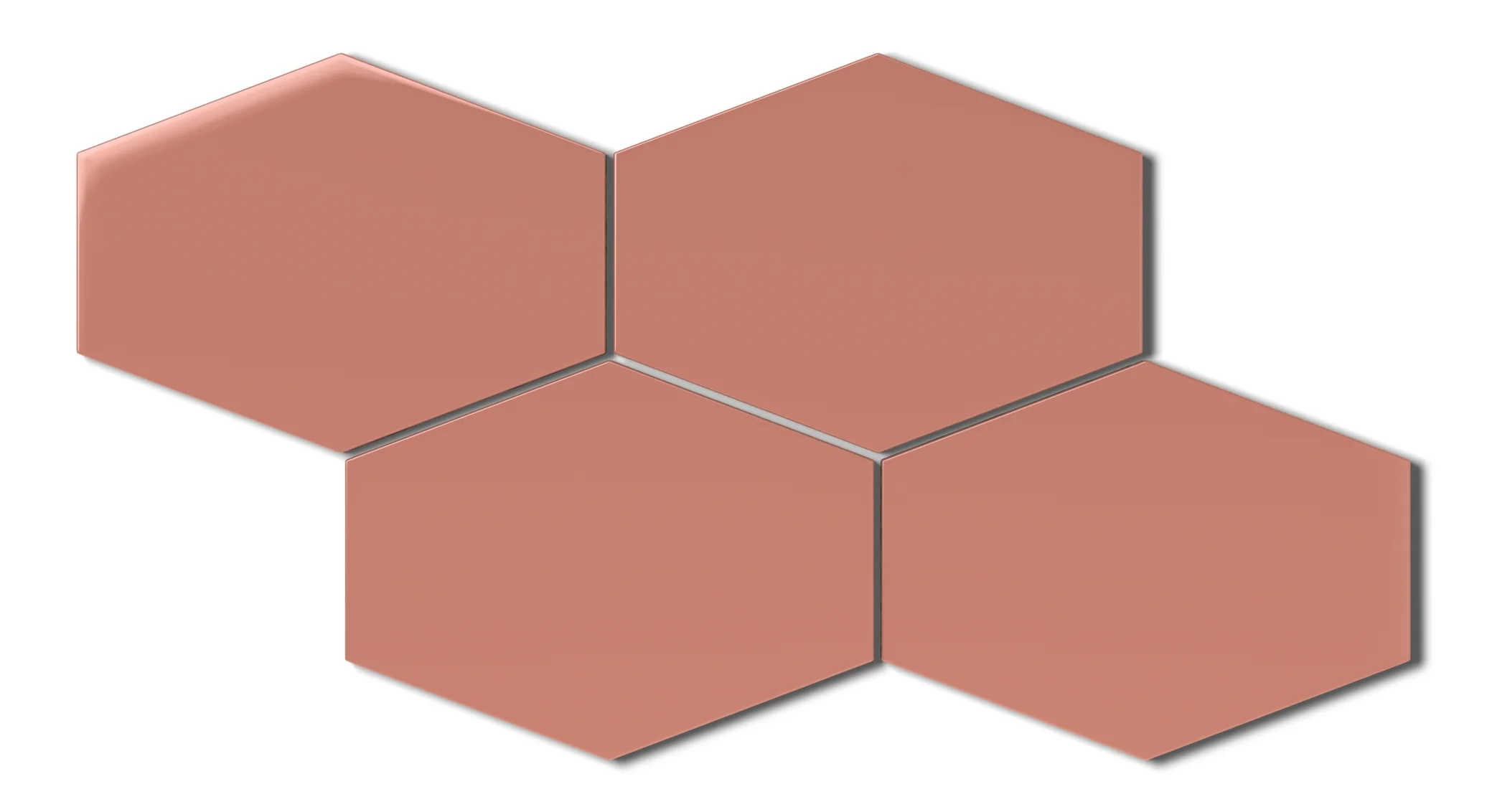 Elongated Hexagon Natural Press Ceramic Tile in Madder Red Gloss - Rockland Interiors Inc.