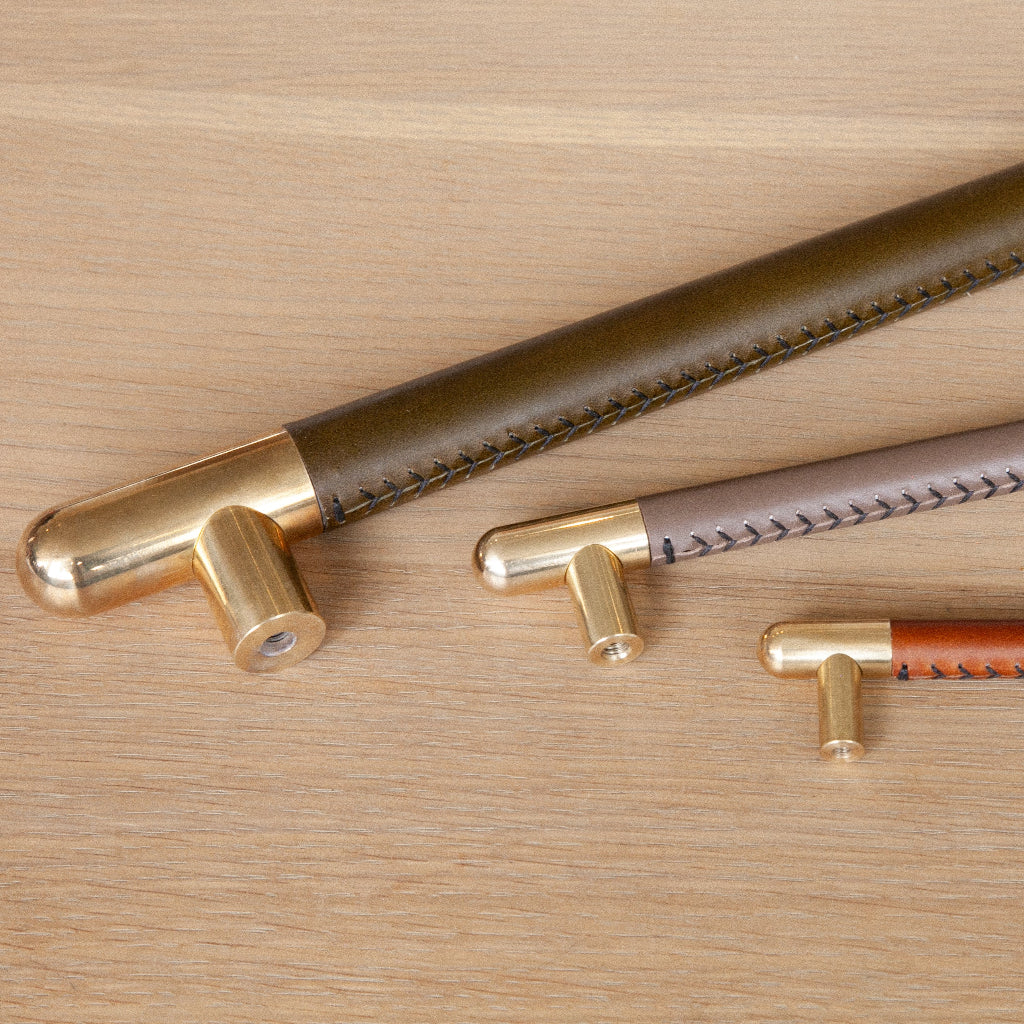 Mineral Leather Wrapped Metal Bar Pull - Rockland Interiors Inc.