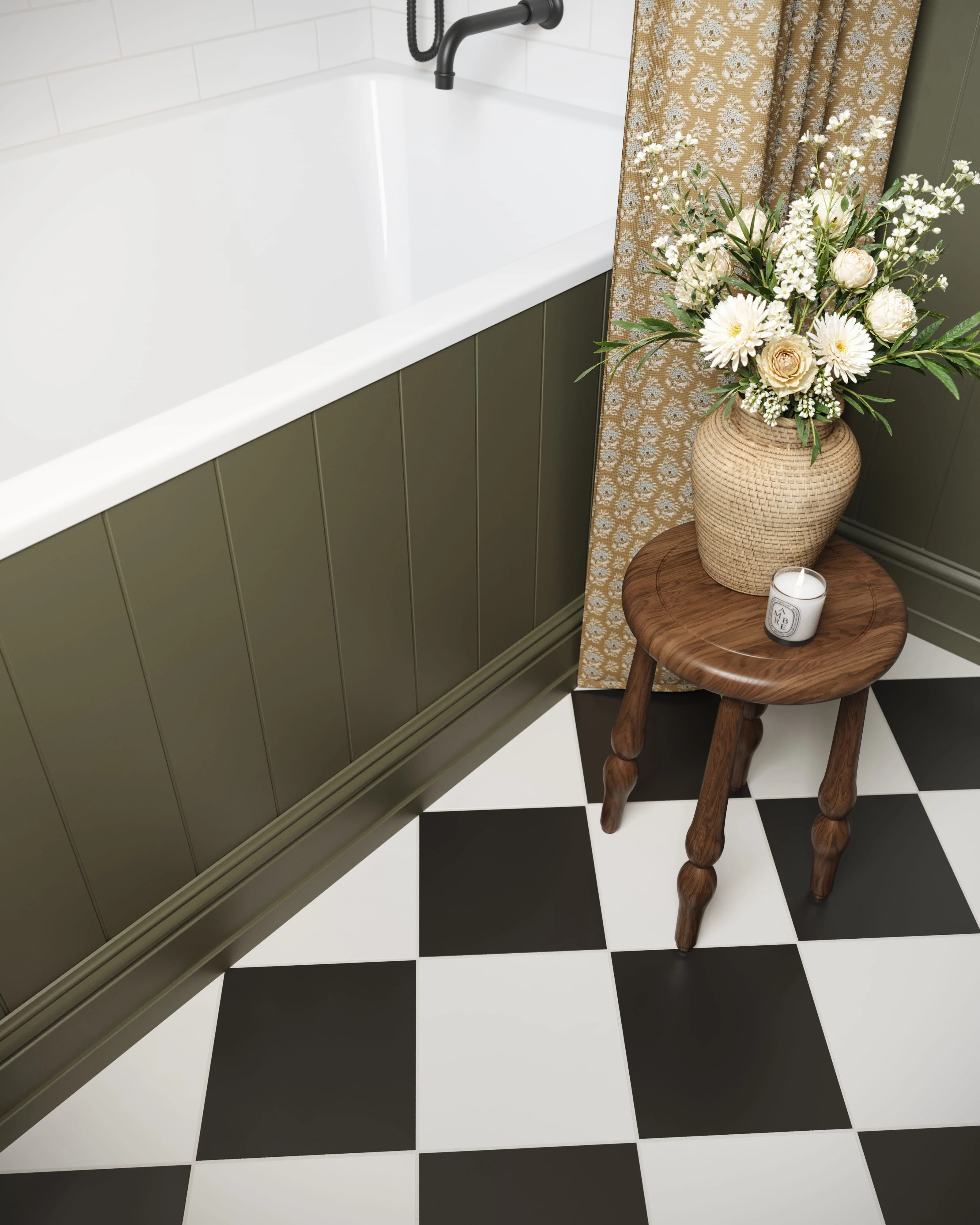 12x12 Natural Press Ceramic Tile in Salt Creek and Bone Black - Rockland Interiors Inc.