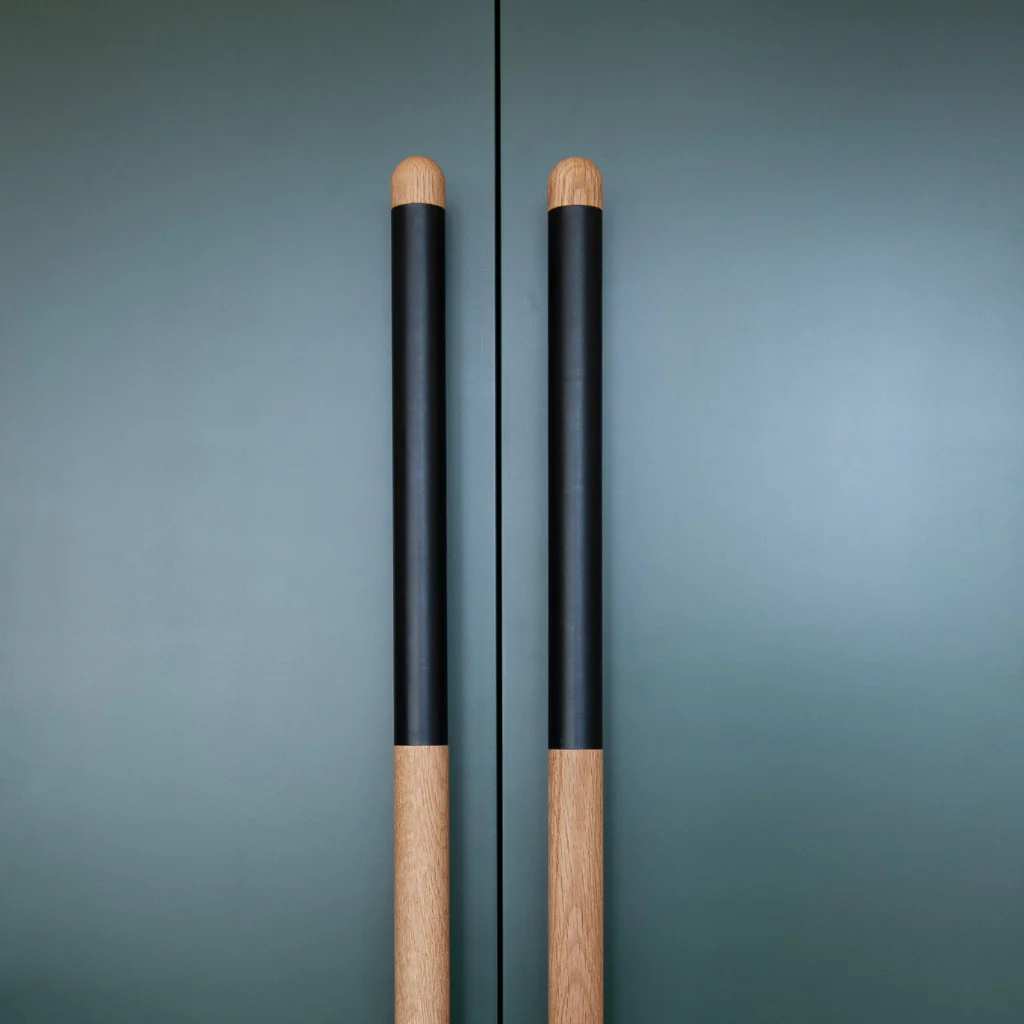Chapman Wood Appliance Bar Pulls With Half Leather - Rockland Interiors Inc.