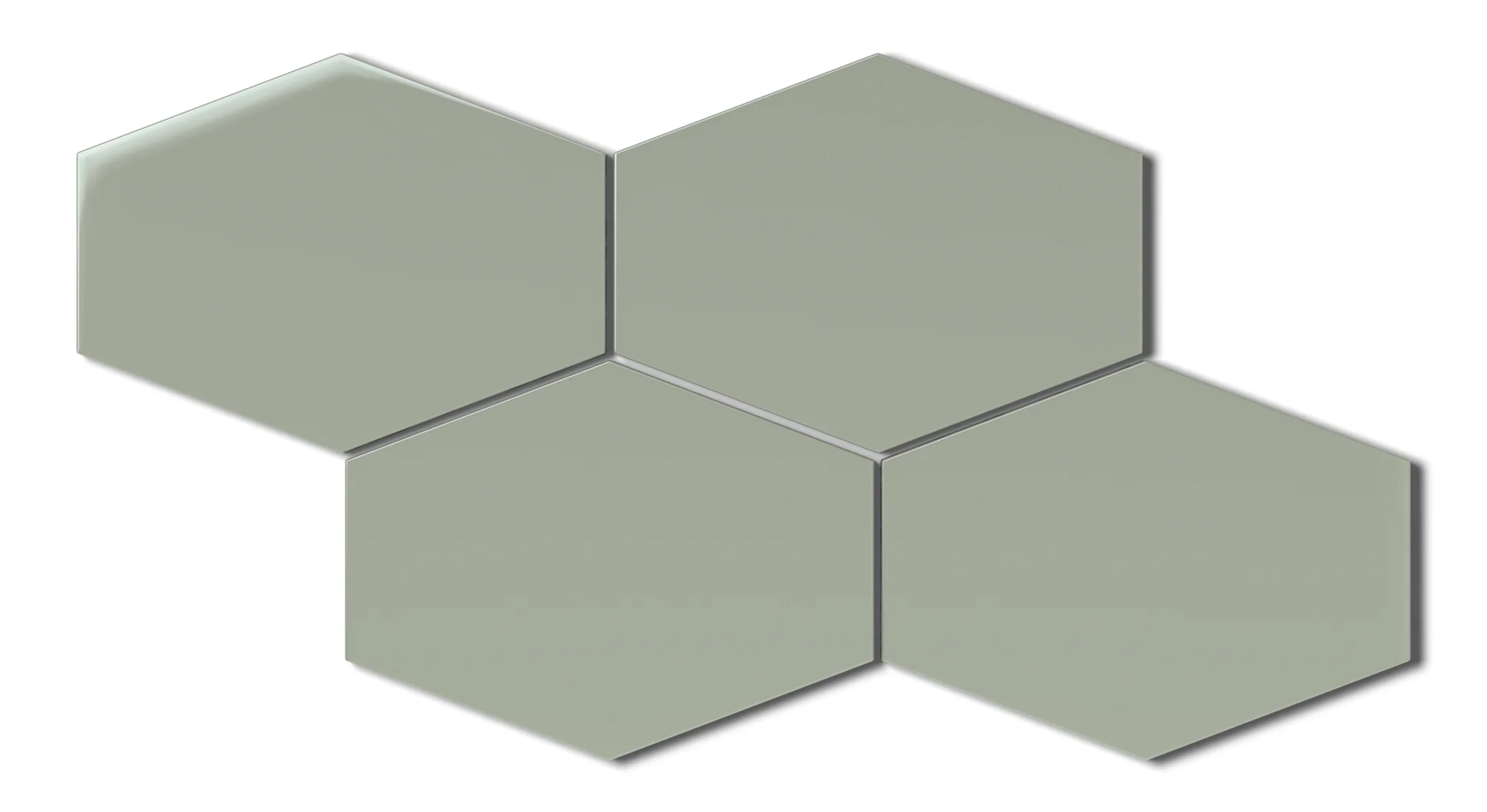 Elongated Hexagon Natural Press Ceramic Tile in Terre Verte Gloss - Rockland Interiors Inc.