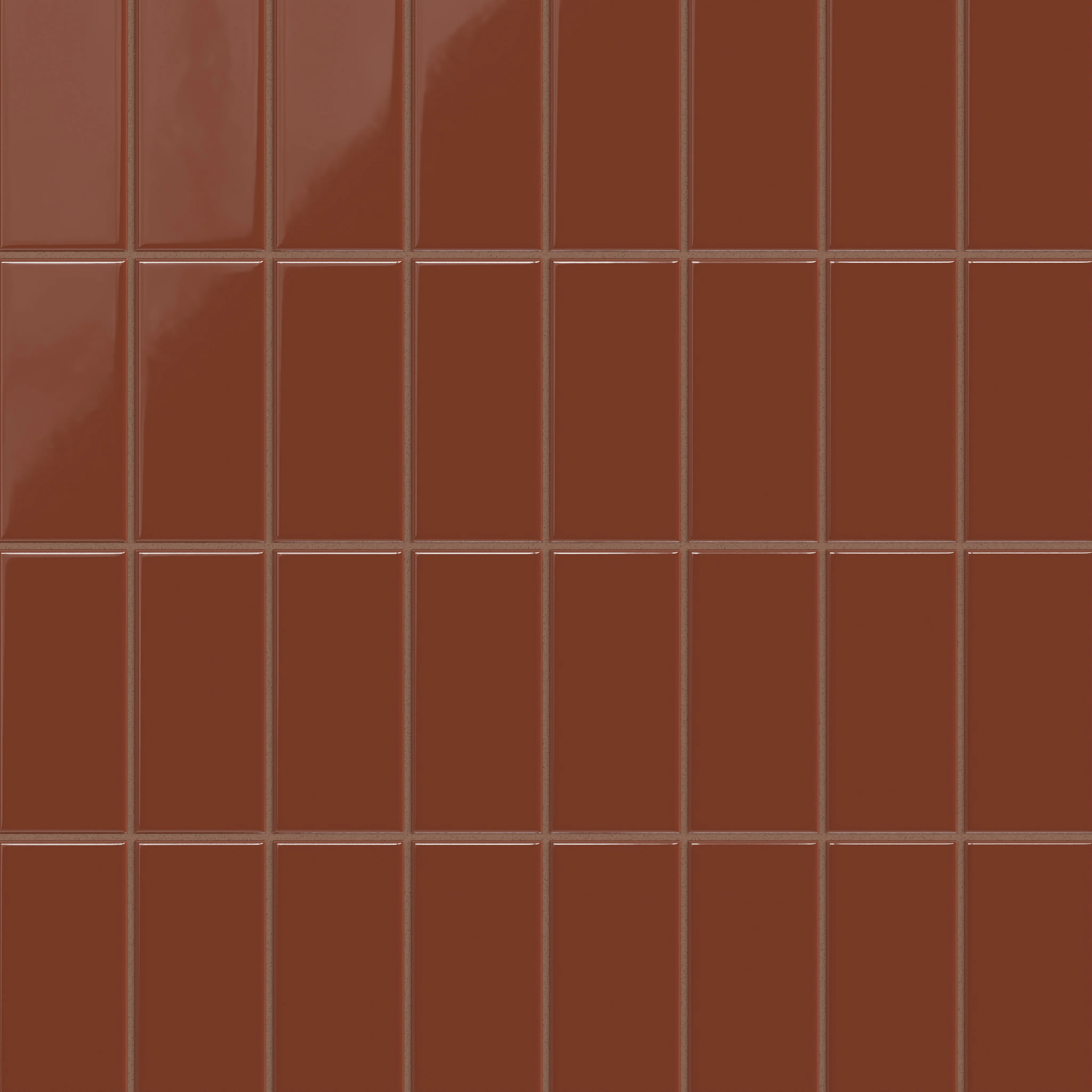3x6 Natural Press Ceramic Tile in Red Iron Oxide Gloss - Rockland Interiors Inc.