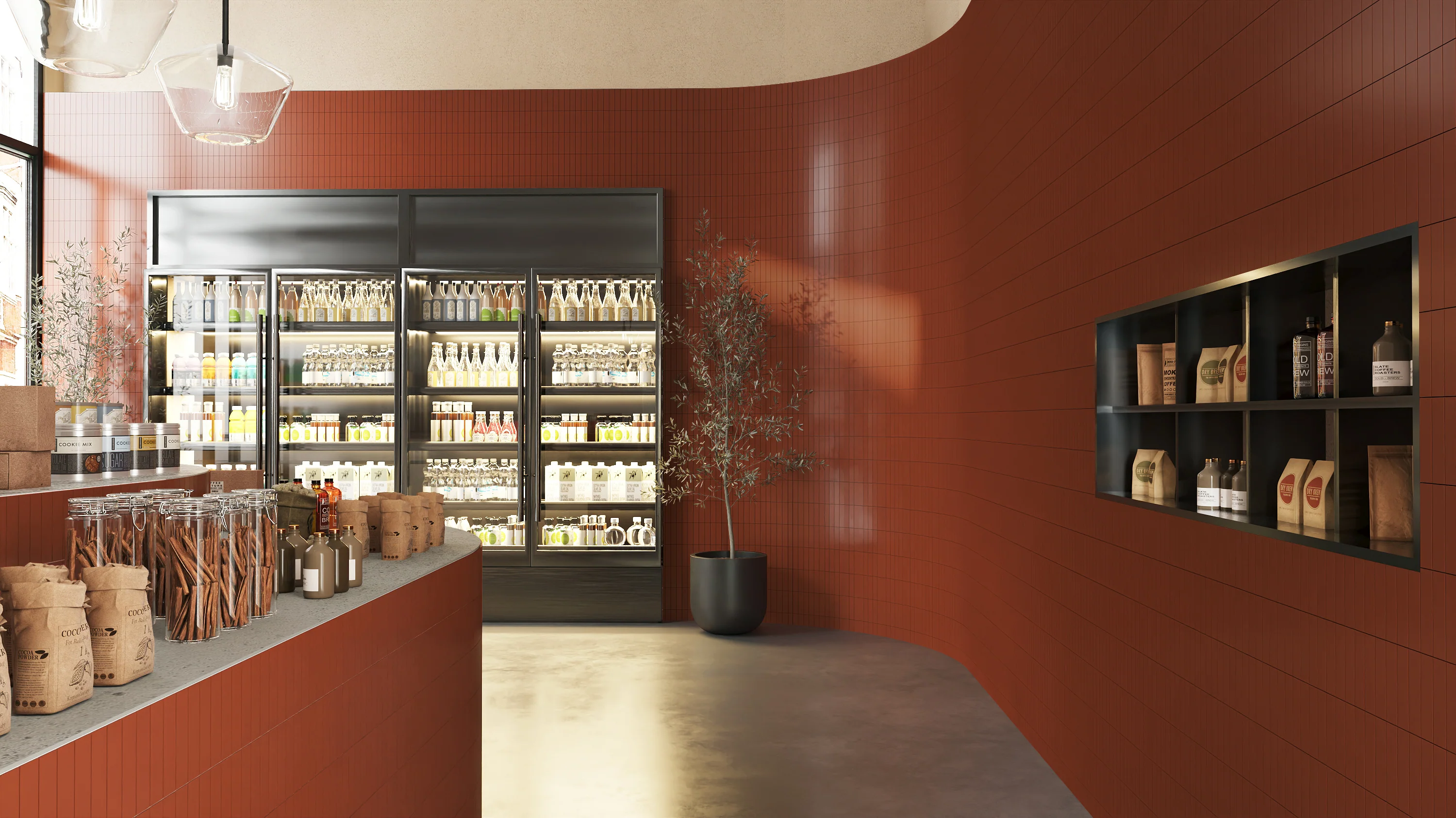 2x8 Natural Press Ceramic Tile in Red Iron Oxide Matte - Rockland Interiors Inc.