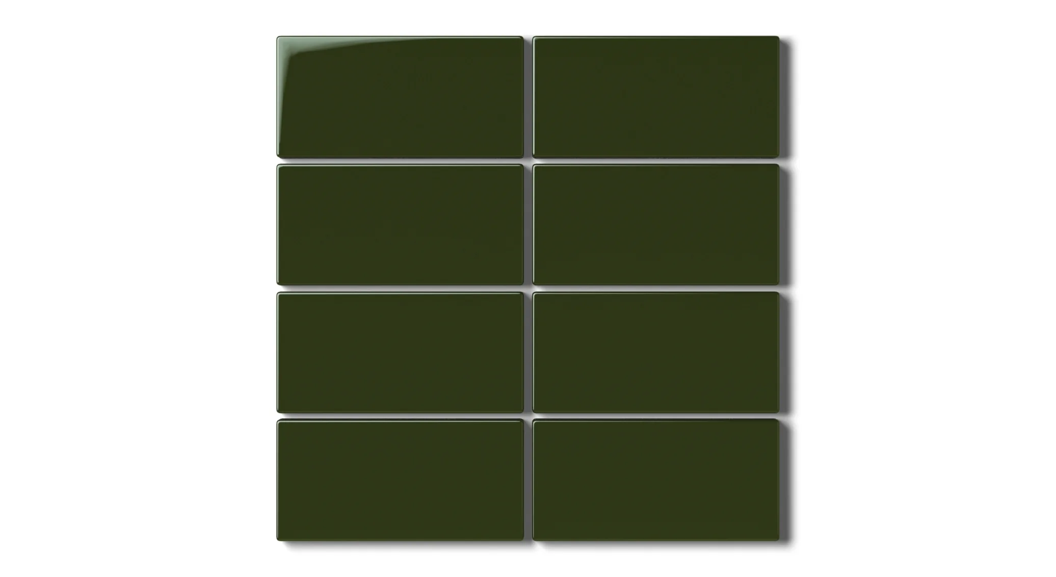 2x4 Straight Set Sheeted Natural Press Ceramic Mosaic Tile in Green Apatite Gloss - Rockland Interiors Inc.