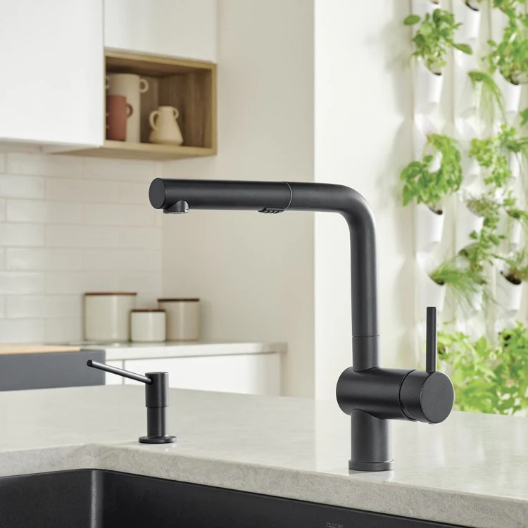 Kitchen Faucet Linus 1 Lever CALGreen Coal Black Pull-Out 2 Function 160 DEG Swivel 1 Hole 1.5 Gallons per Minute - Rockland Interiors Inc.