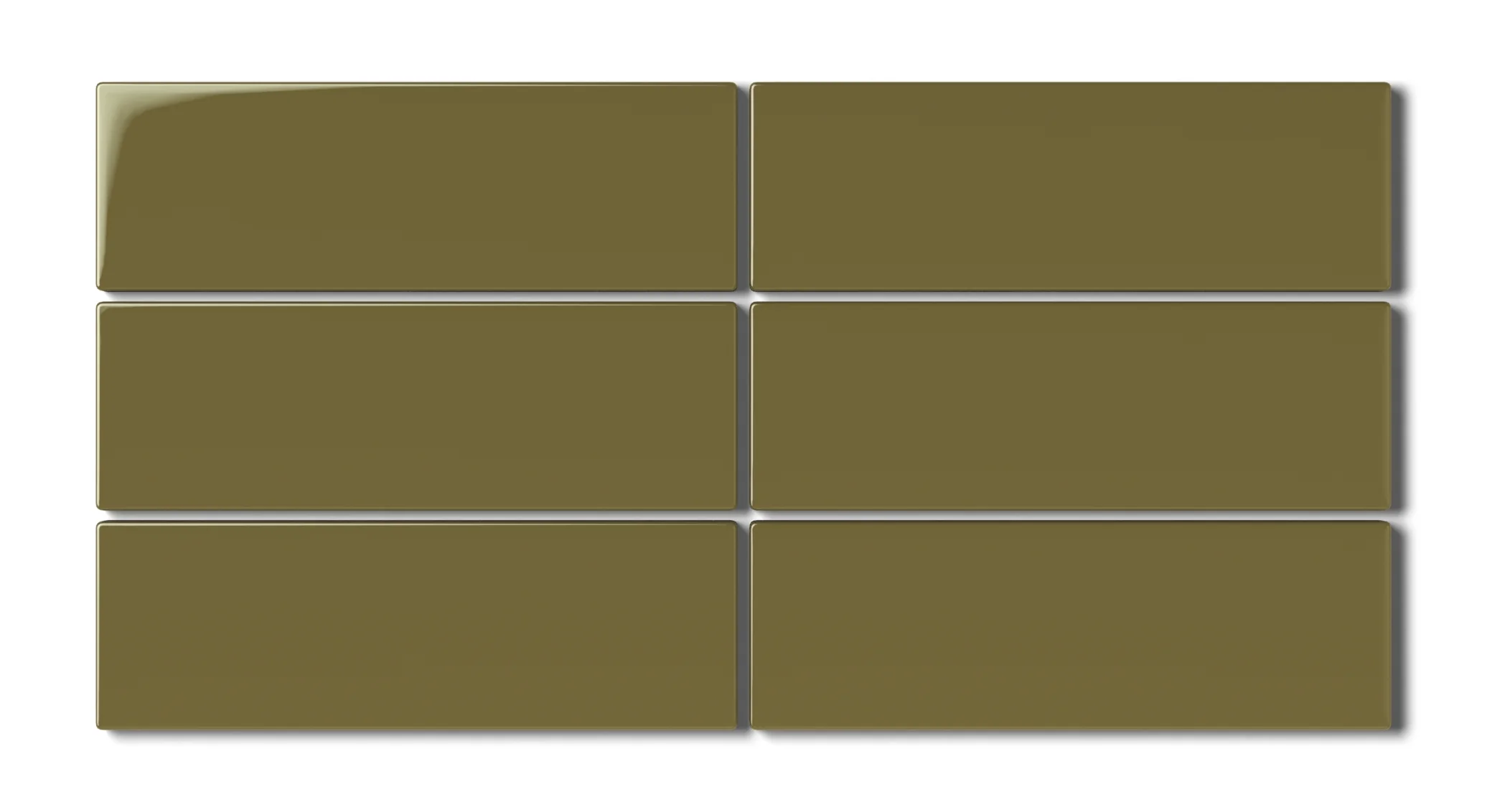 2x6 Natural Press Ceramic Tile in Sap Green Gloss - Rockland Interiors Inc.