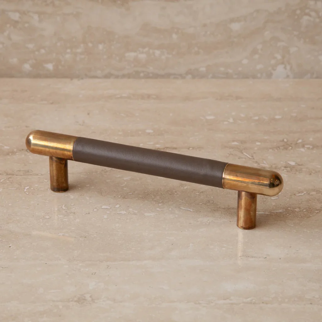 Mineral Leather Wrapped Metal Bar Pull - Rockland Interiors Inc.
