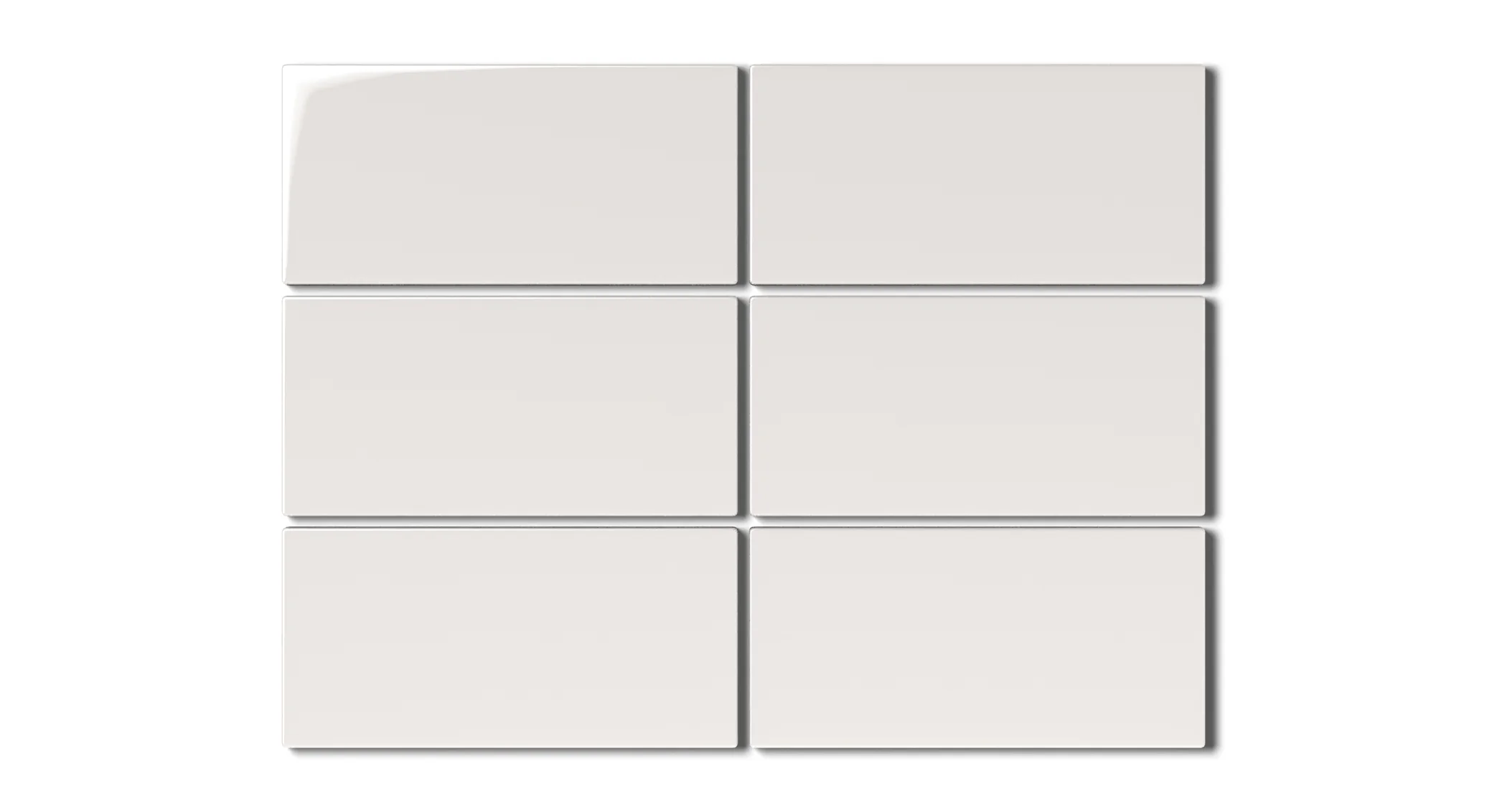 3x6 Natural Press Ceramic Tile in Flake White Gloss - Rockland Interiors Inc.