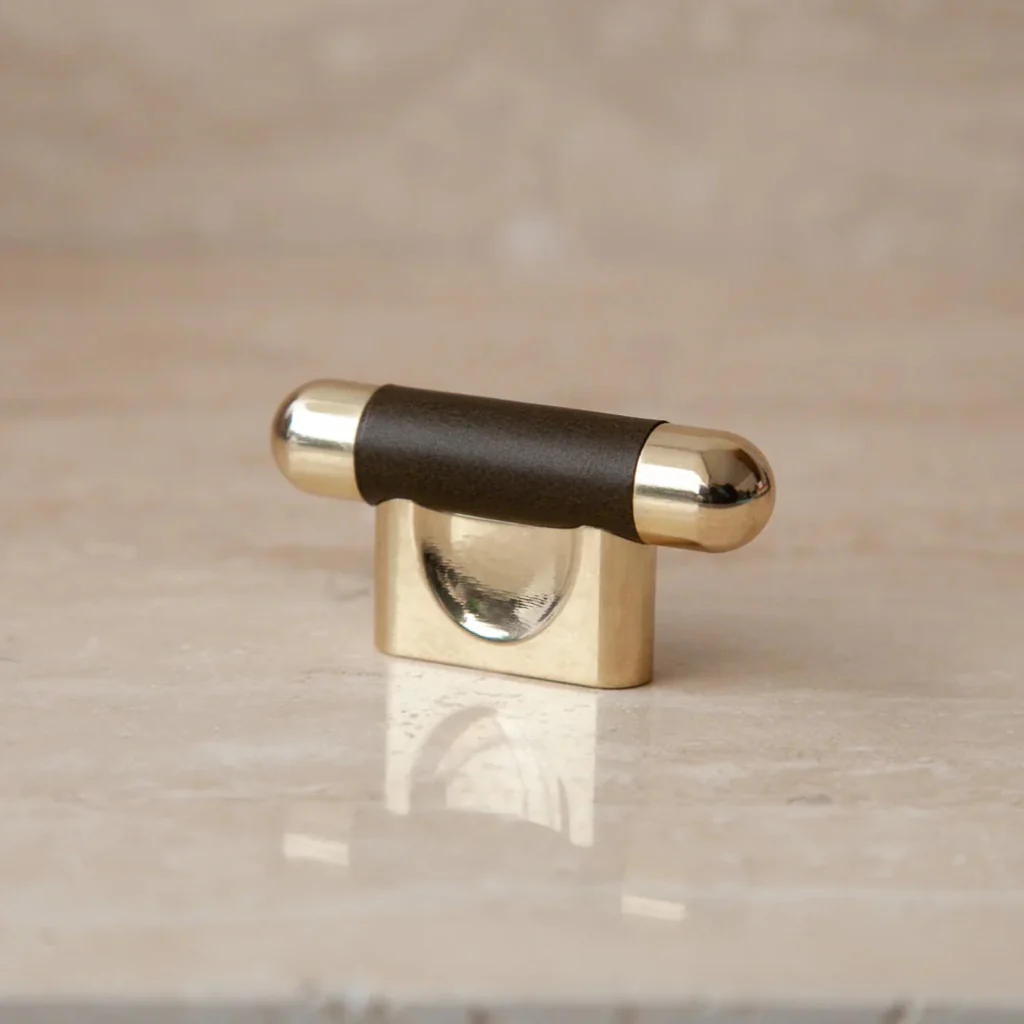 Mineral Leather Wrapped Metal Knob - Rockland Interiors Inc.