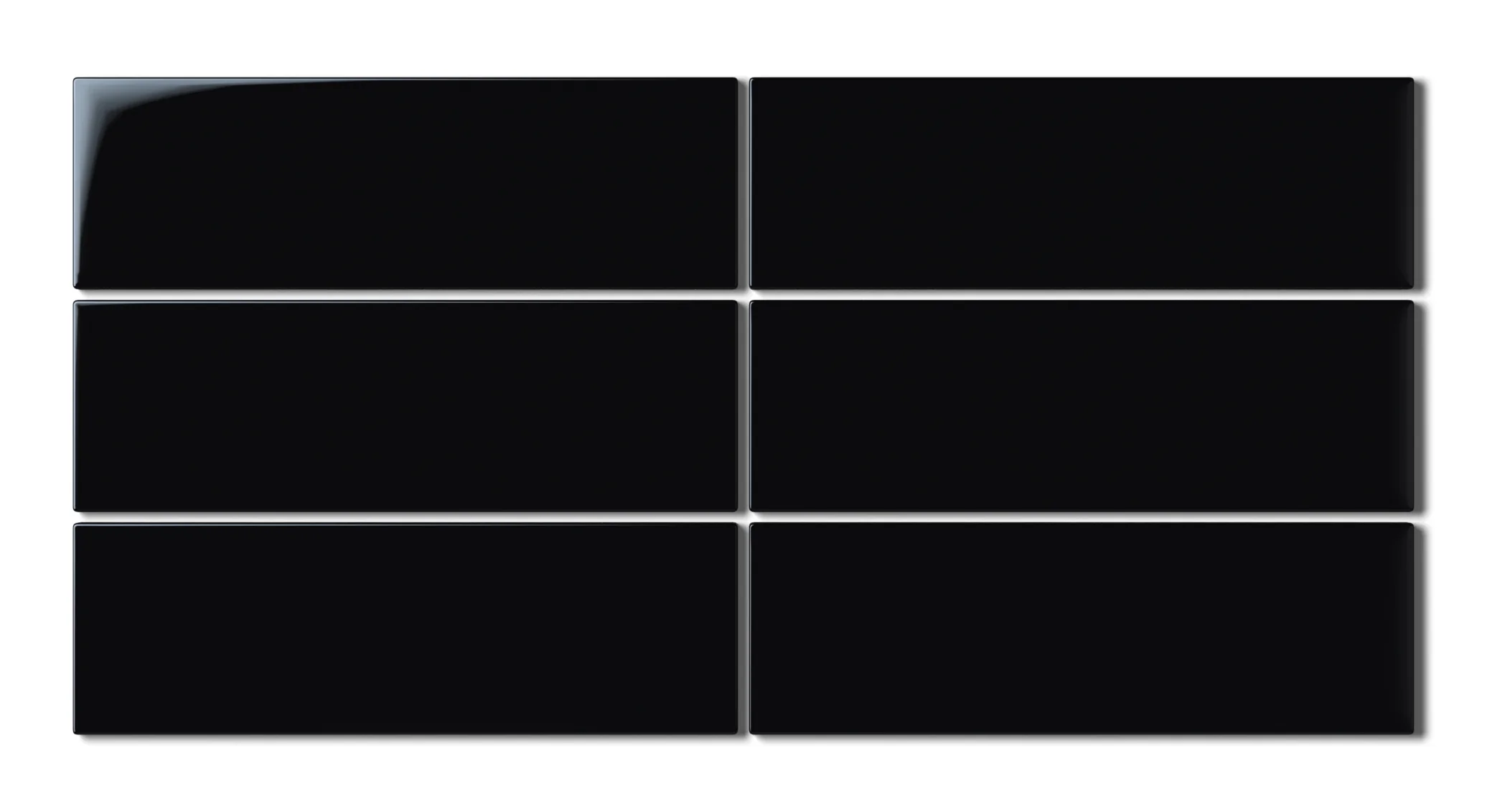 3x9 Natural Press Ceramic Tile in Bone Black Gloss - Rockland Interiors Inc.