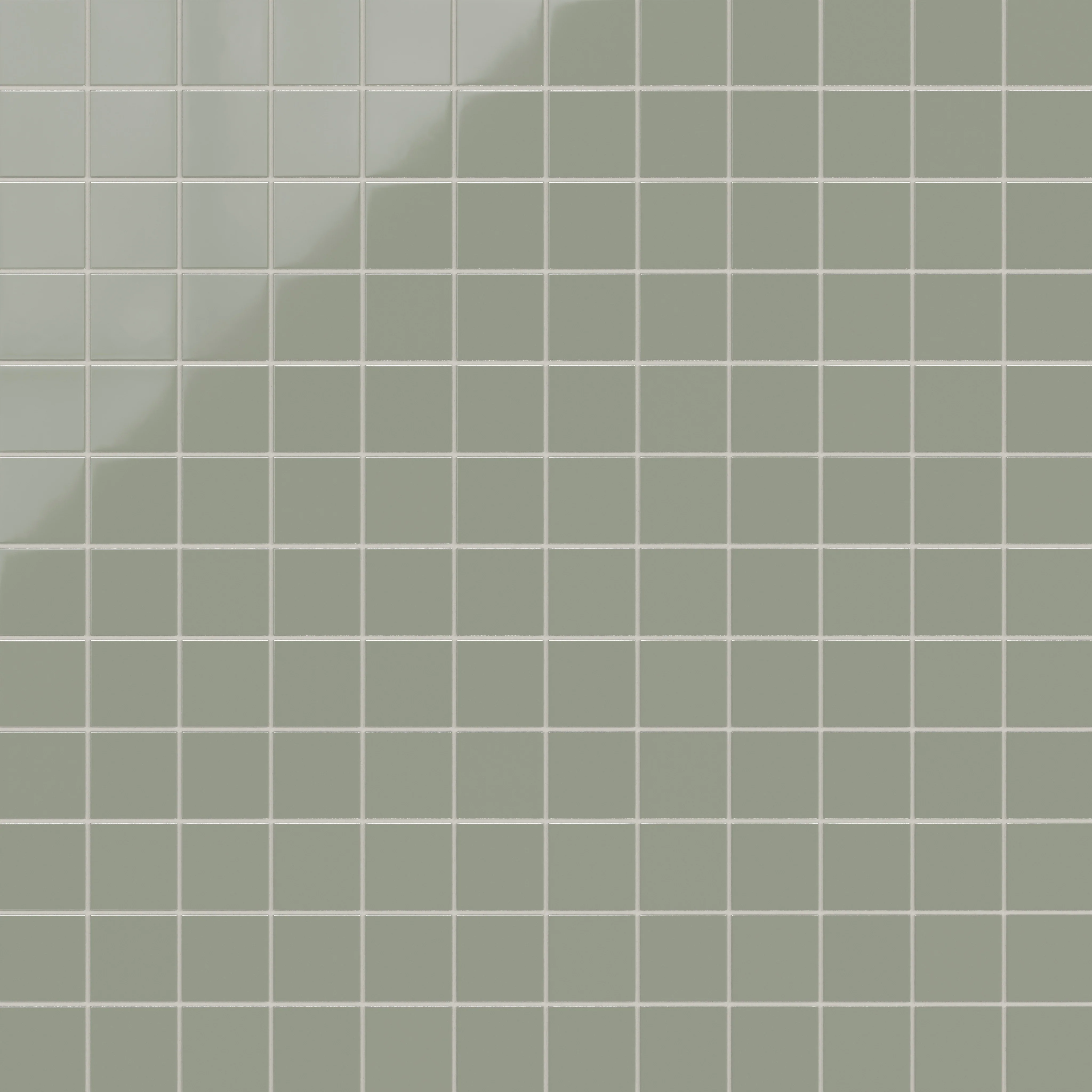 3x3 Straight Set Sheeted Natural Press Ceramic Mosaic Tile in Terre Verte Gloss - Rockland Interiors Inc.