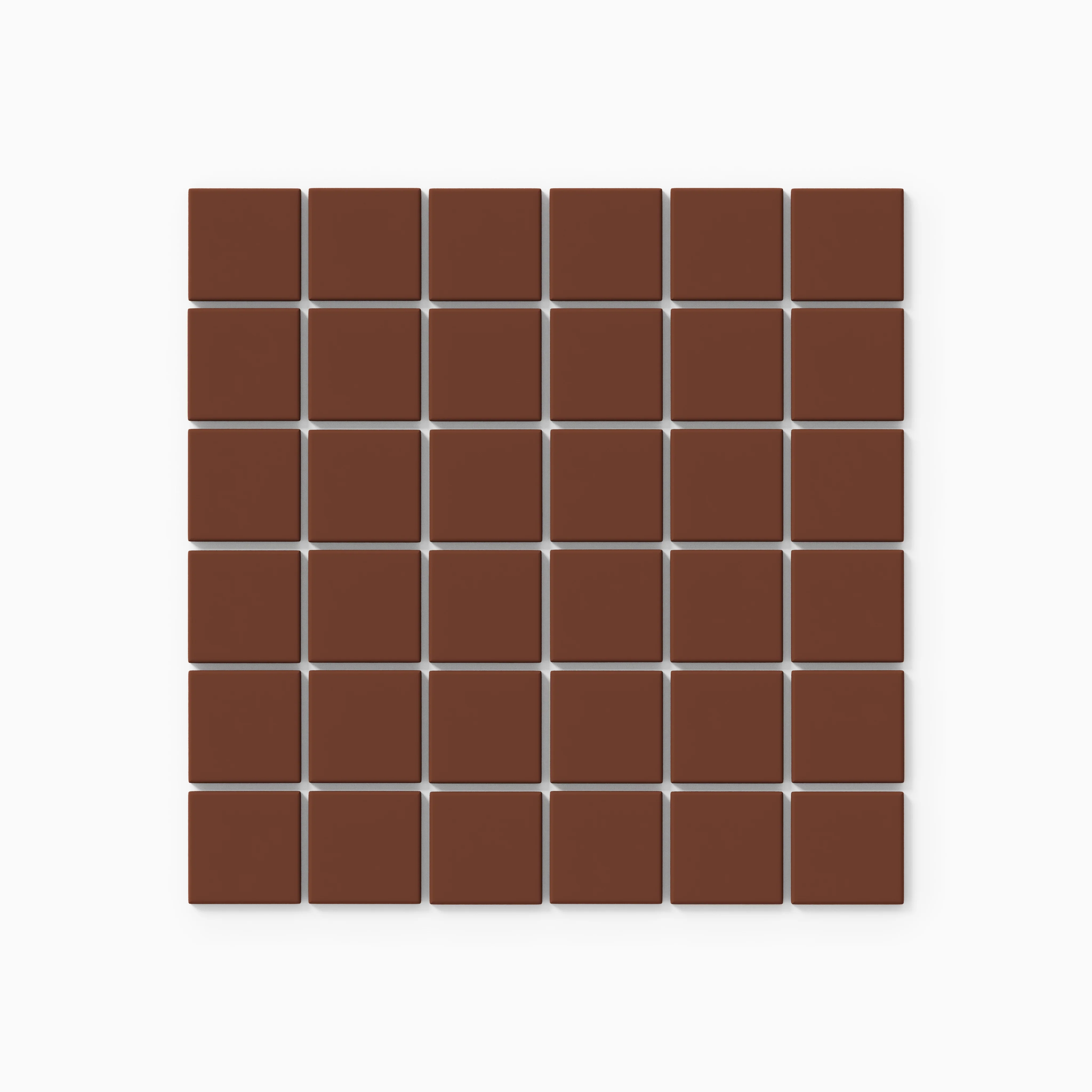 2x2 Straight Set Sheeted Natural Press Ceramic Mosaic Tile in Red Iron Oxide Matte - Rockland Interiors Inc.