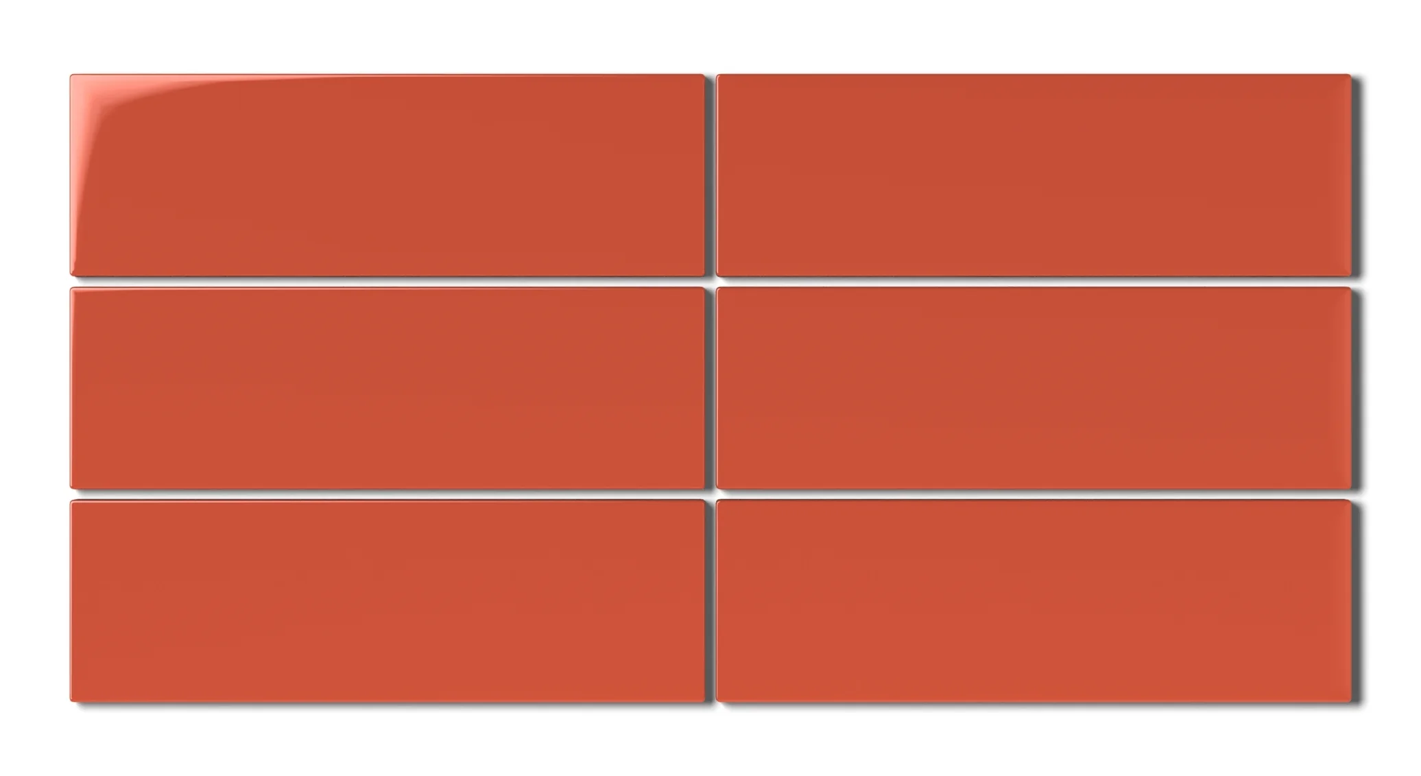 3x9 Natural Press Ceramic Tile in Vermillion Gloss - Rockland Interiors Inc.
