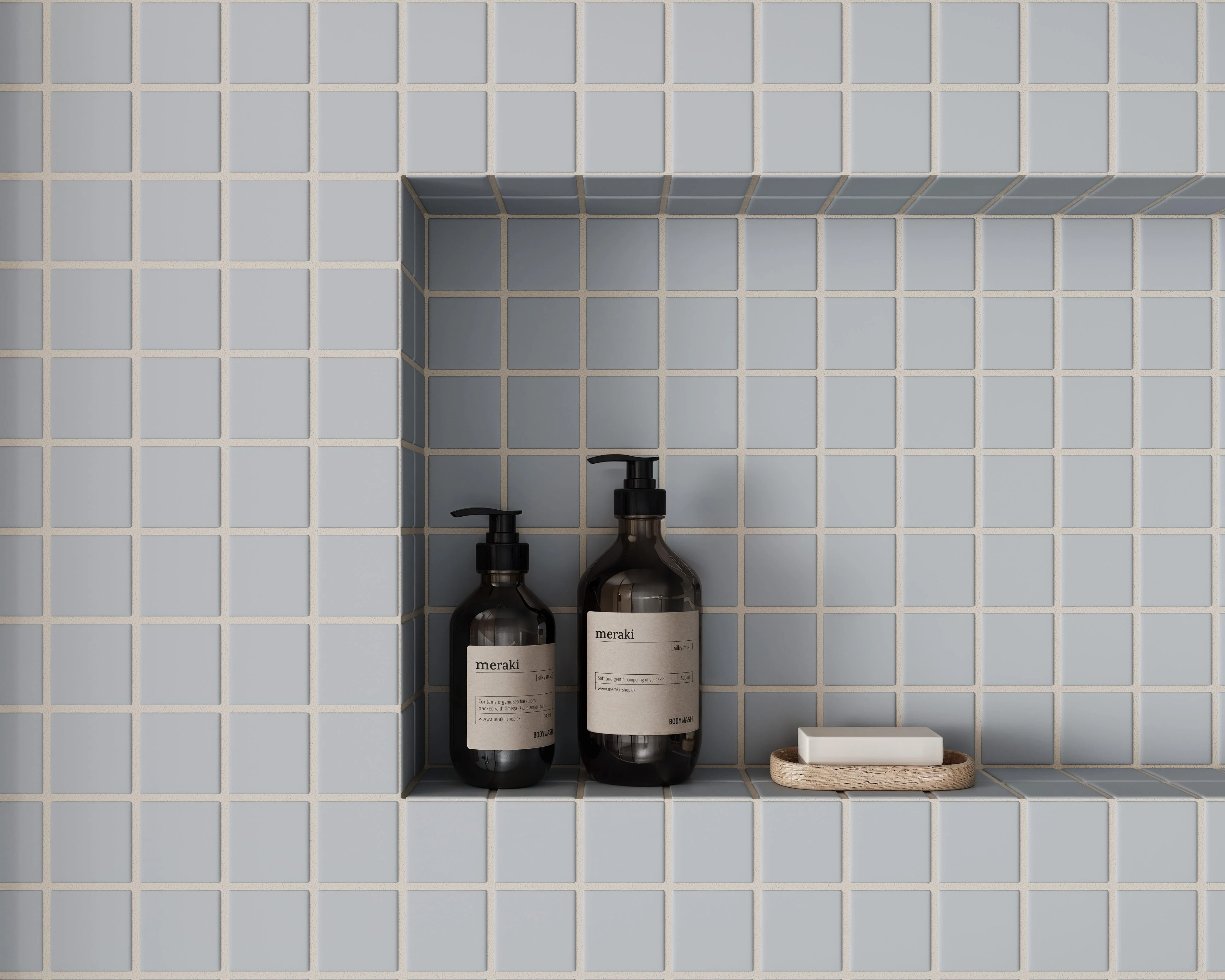 2x2 Straight Set Sheeted Natural Press Ceramic Mosaic Tile in Alberta Blue Matte - Rockland Interiors Inc.