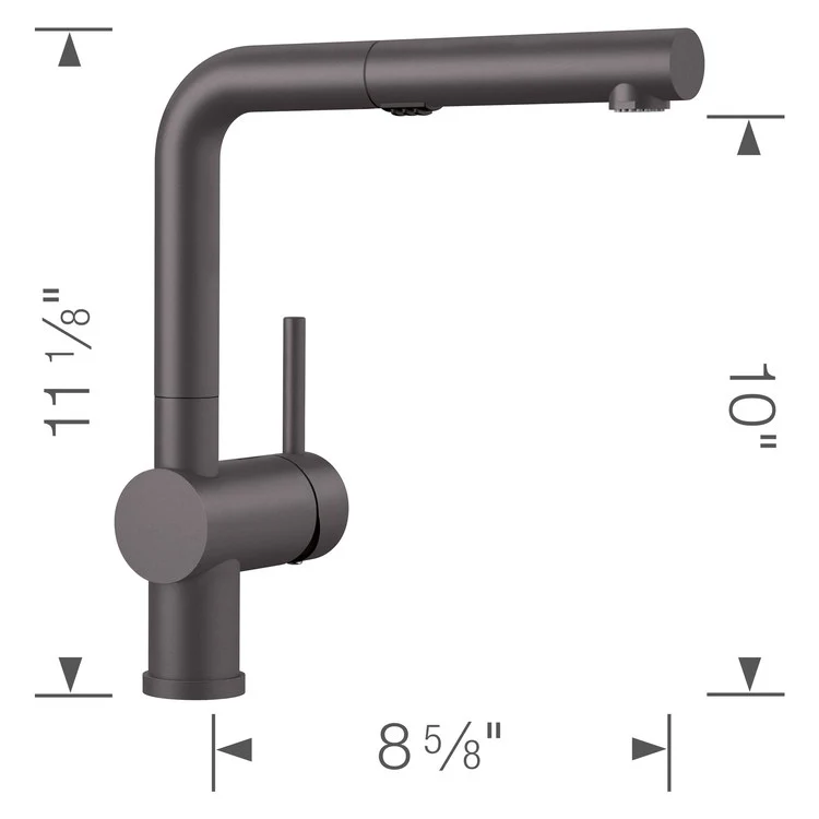 Kitchen Faucet Linus 1 Lever CALGreen Cinder Pull-Out 2 Function 160 DEG Swivel 1 Hole 1.5 Gallons per Minute - Rockland Interiors Inc.