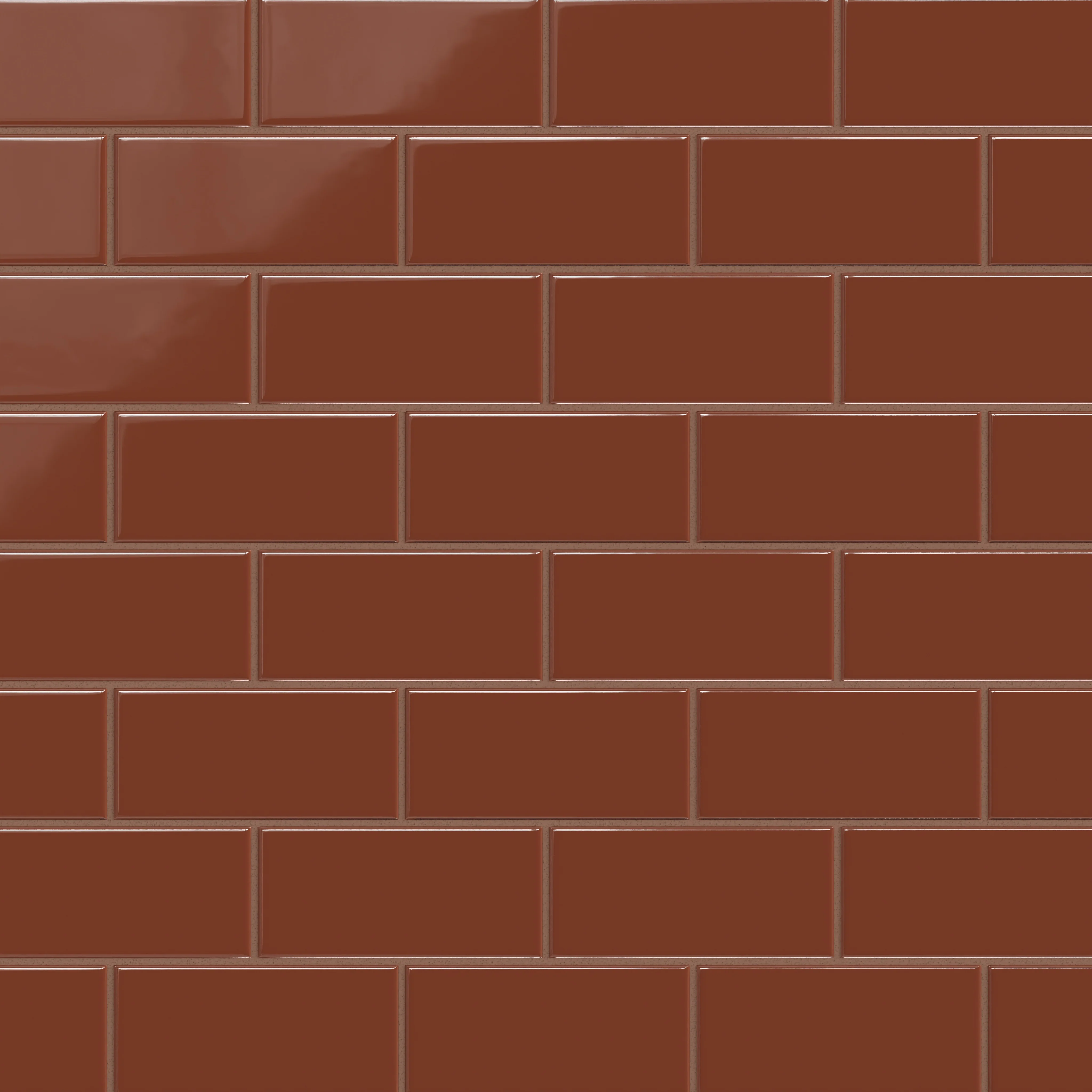 3x6 Natural Press Ceramic Tile in Red Iron Oxide Gloss - Rockland Interiors Inc.