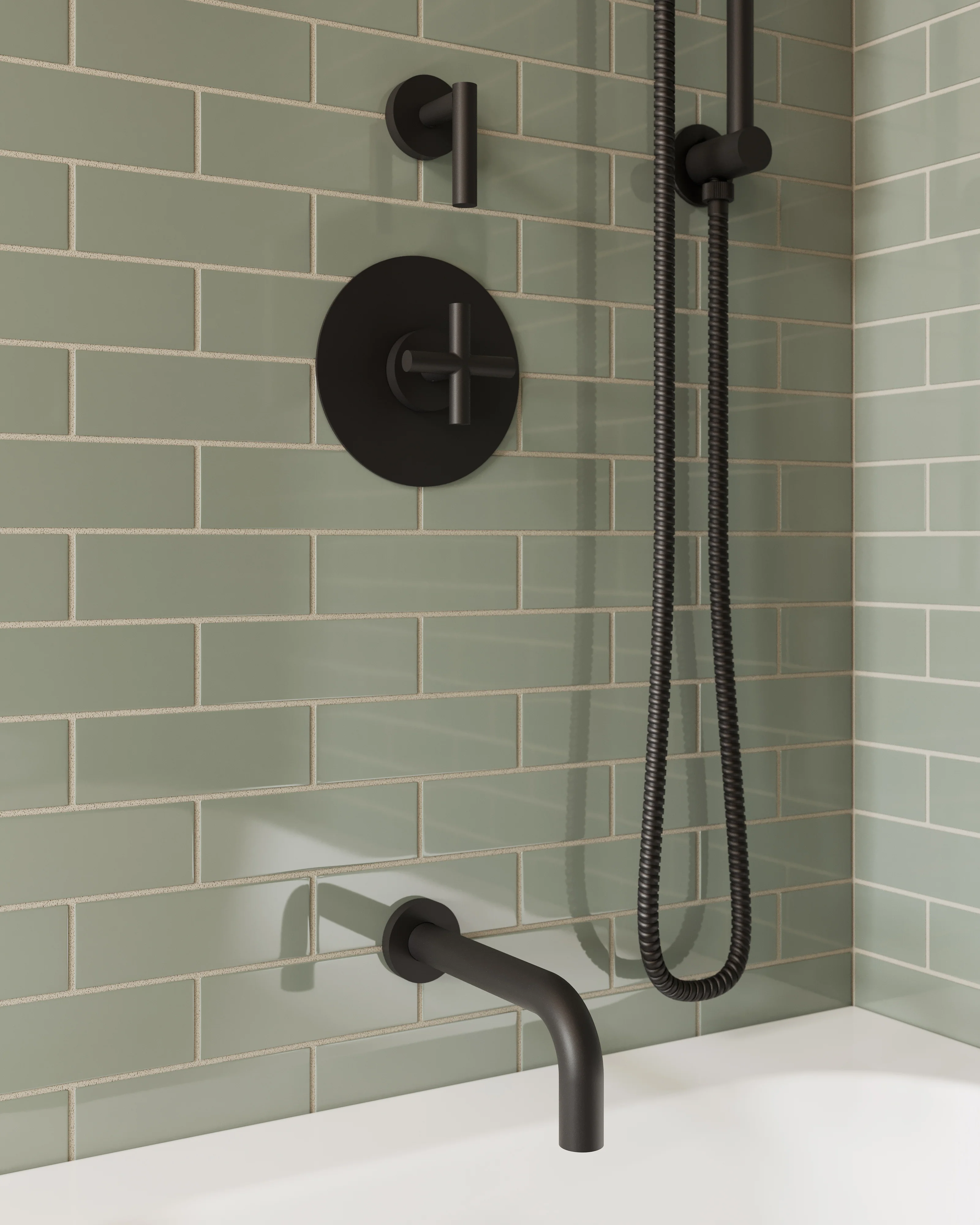 2x6 Natural Press Ceramic Tile in Terre Verte Gloss - Rockland Interiors Inc.