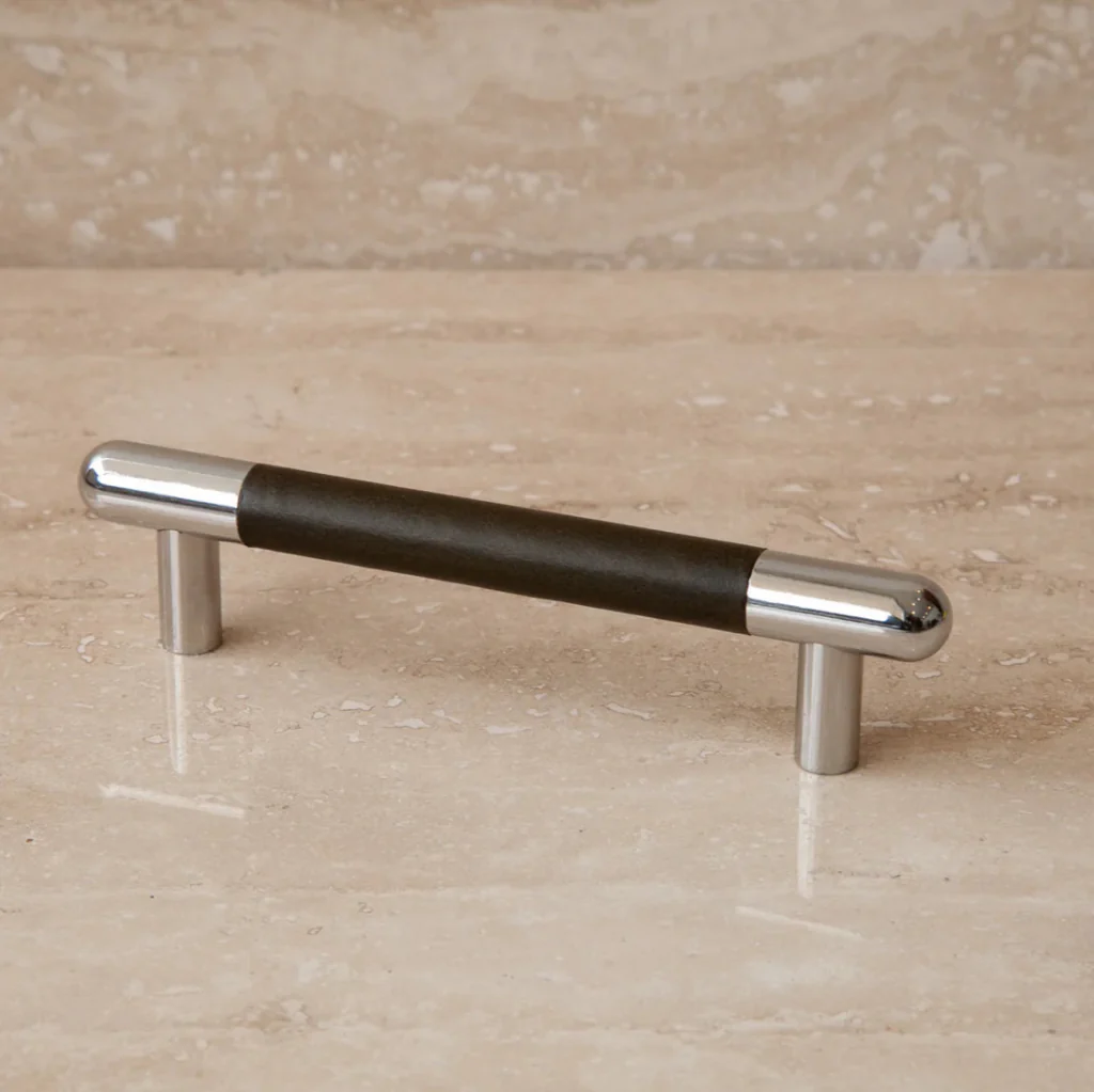 Mineral Leather Wrapped Metal Bar Pull - Rockland Interiors Inc.
