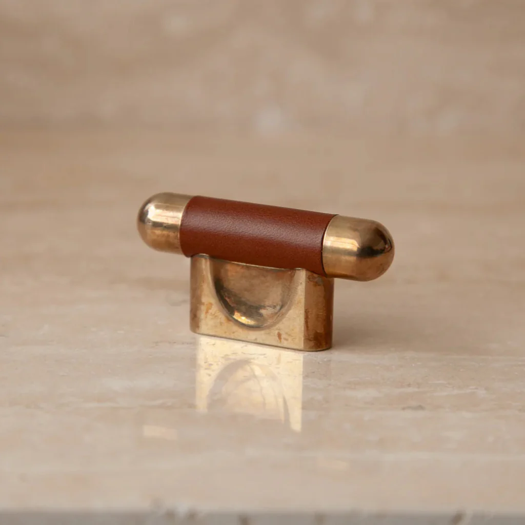 Mineral Leather Wrapped Metal Knob - Rockland Interiors Inc.