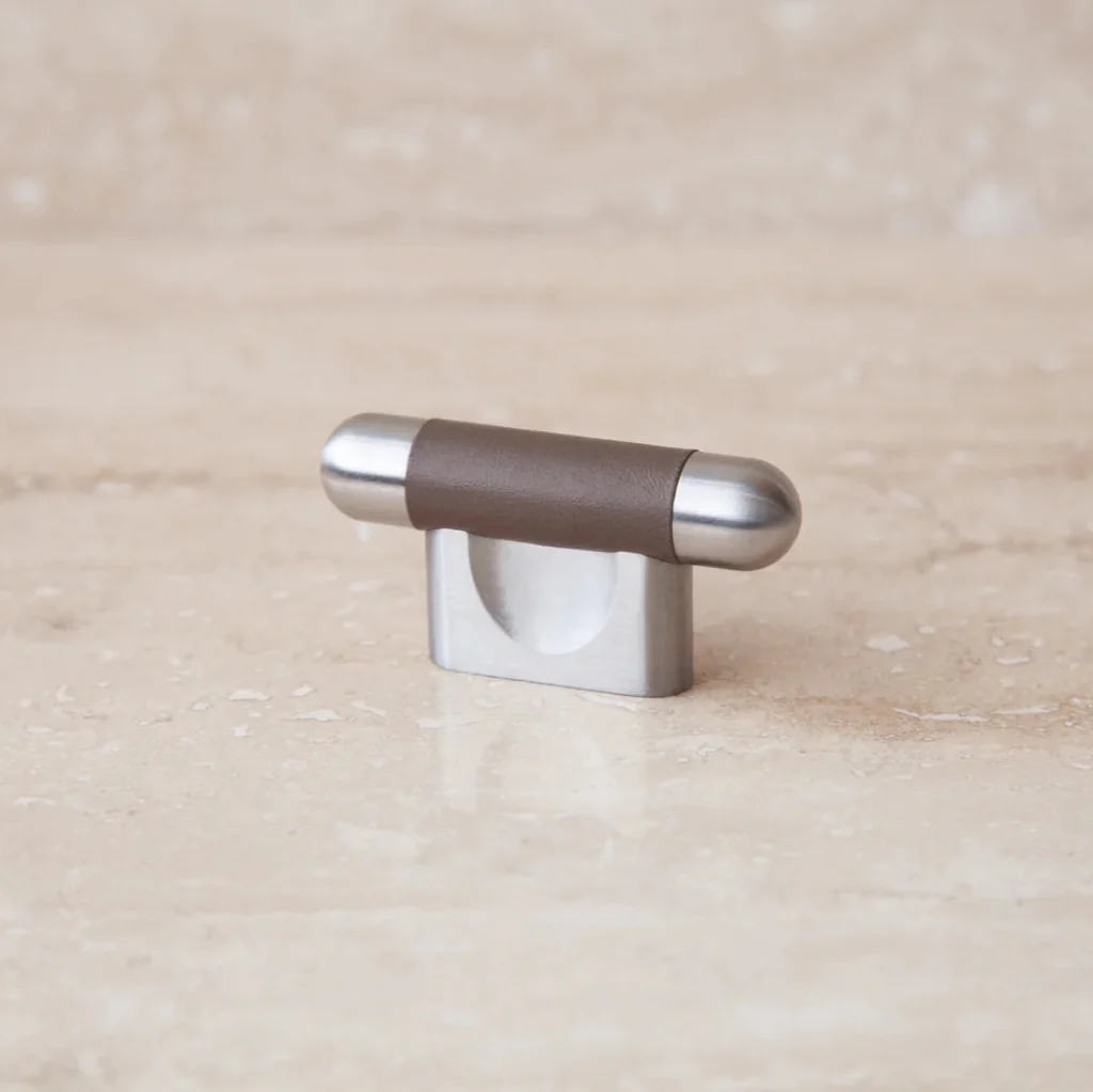Mineral Leather Wrapped Metal Knob - Rockland Interiors Inc.