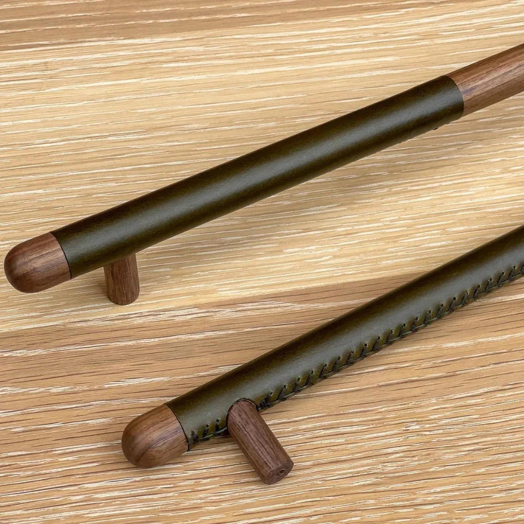 Chapman Wood Bar Pull With Leather - Rockland Interiors Inc.