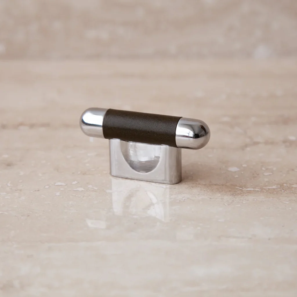 Mineral Leather Wrapped Metal Knob - Rockland Interiors Inc.
