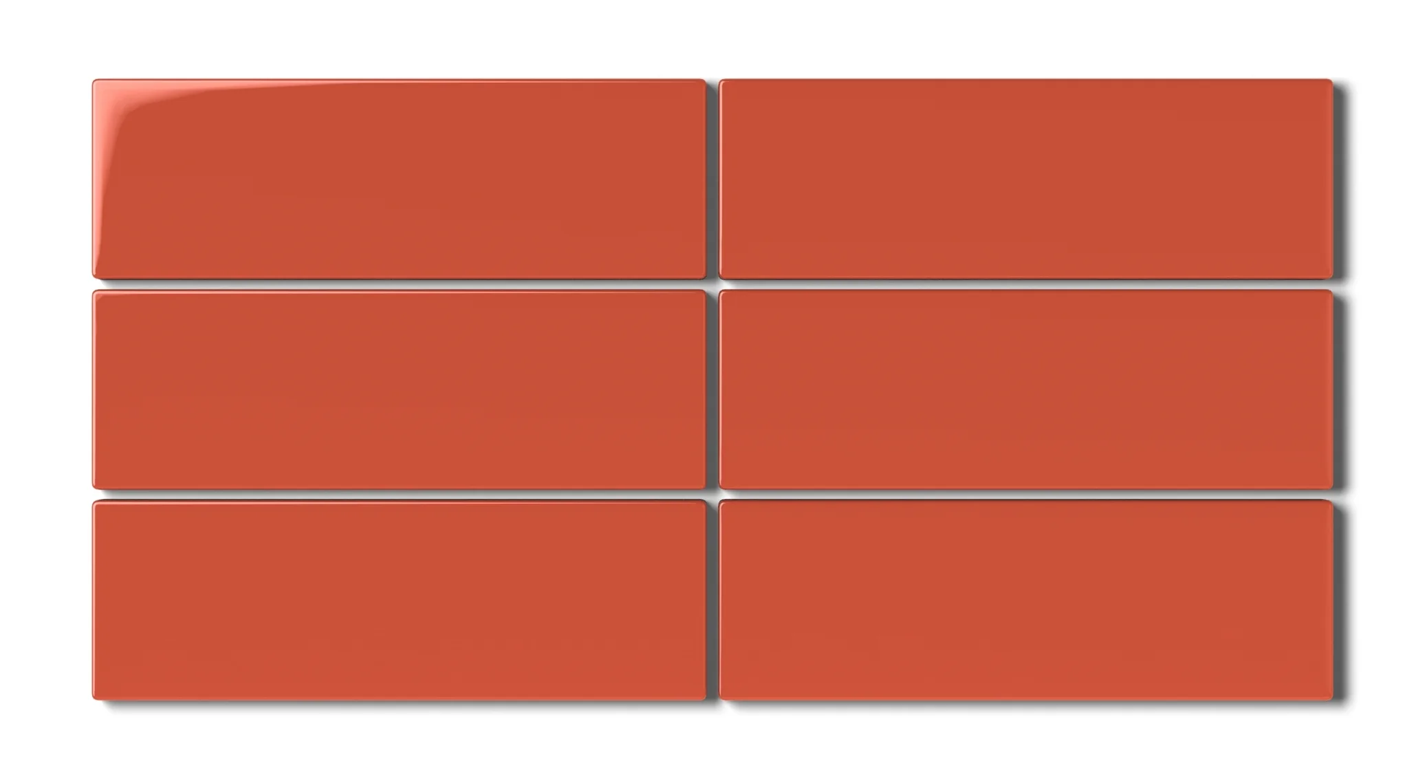 2x6 Natural Press Ceramic Tile in Vermillion Gloss - Rockland Interiors Inc.