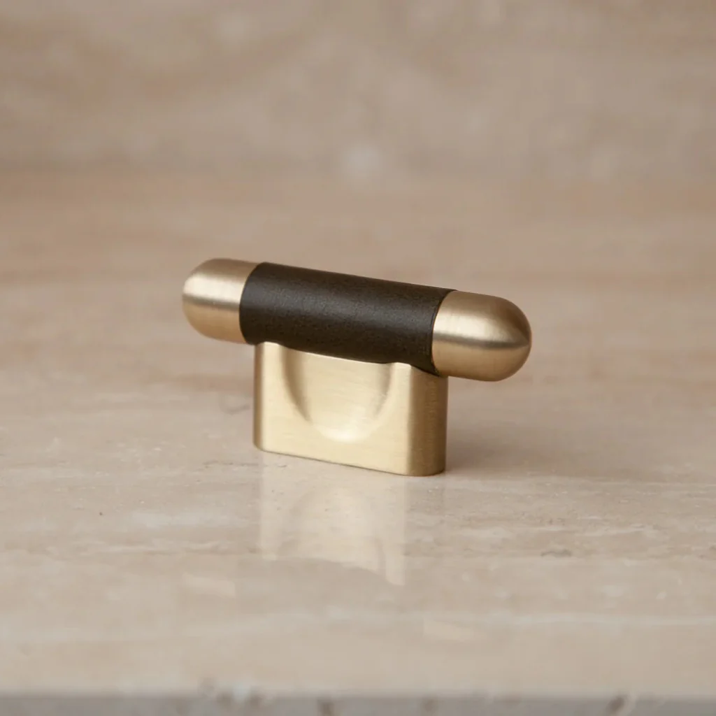 Mineral Leather Wrapped Metal Knob - Rockland Interiors Inc.
