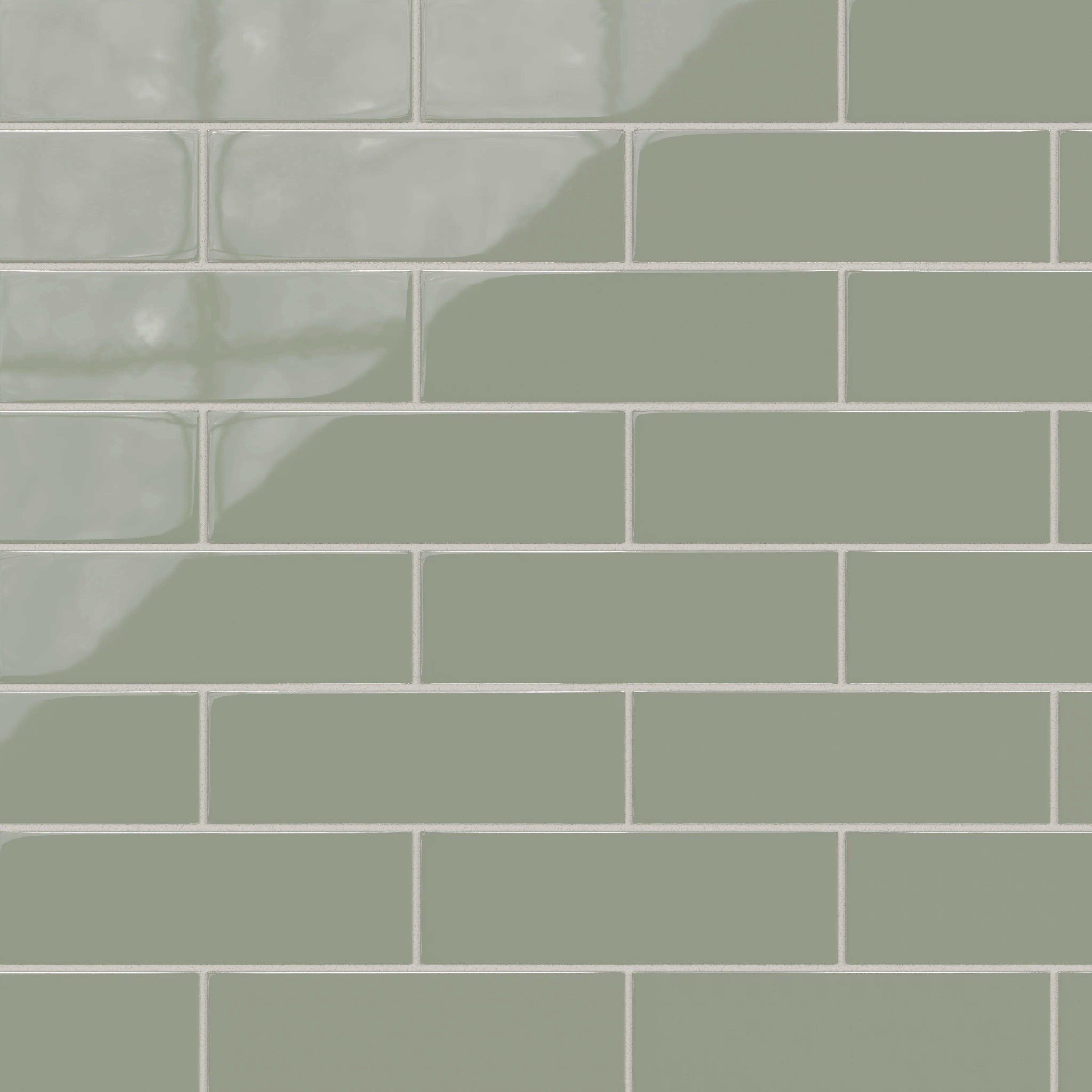 3x9 Natural Press Ceramic Tile in Terre Verte Gloss - Rockland Interiors Inc.