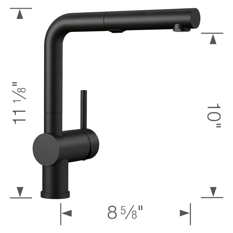 Kitchen Faucet Linus 1 Lever CALGreen Coal Black Pull-Out 2 Function 160 DEG Swivel 1 Hole 1.5 Gallons per Minute - Rockland Interiors Inc.