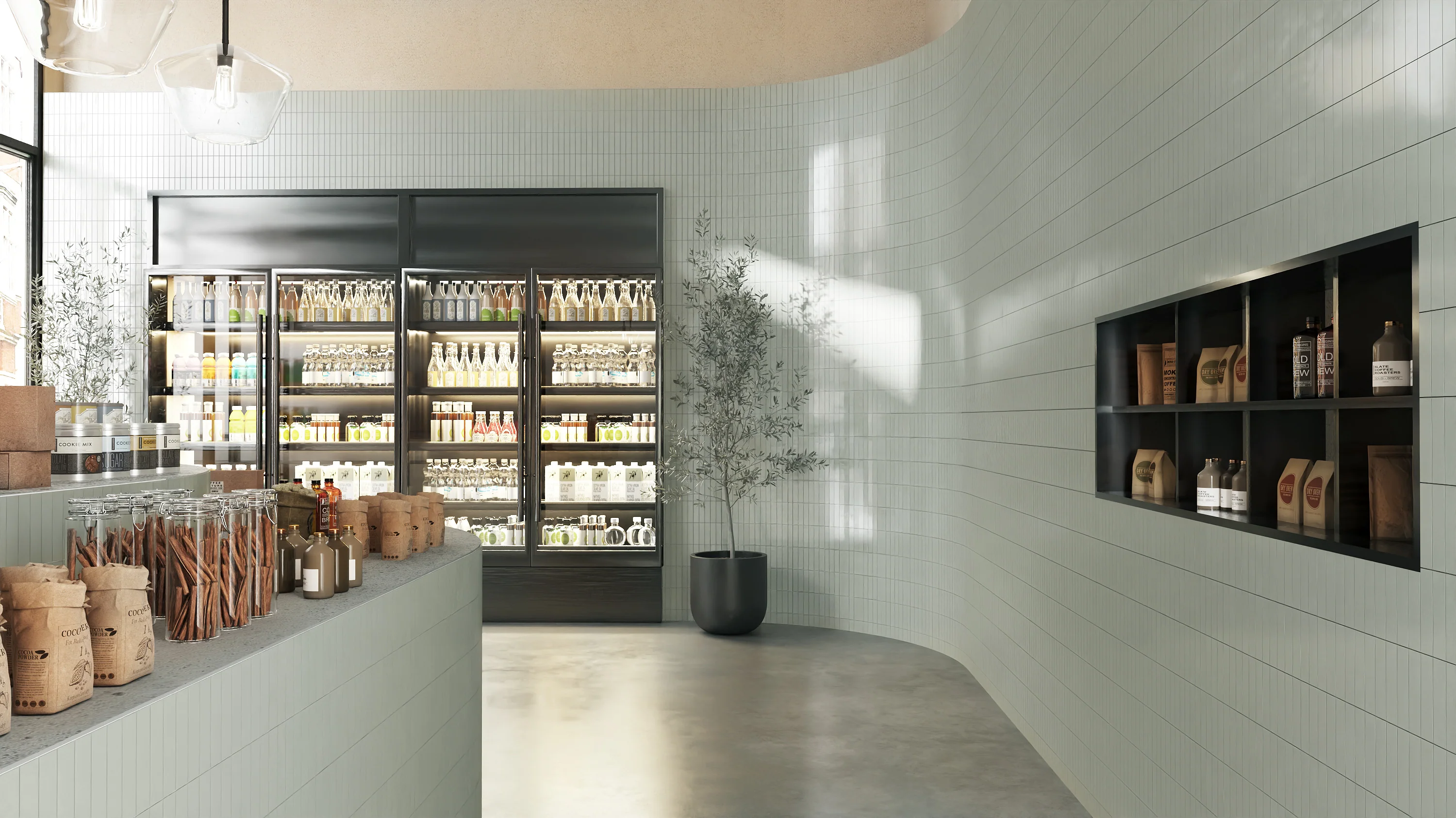 2x8 Natural Press Ceramic Tile in Terre Verte Gloss - Rockland Interiors Inc.