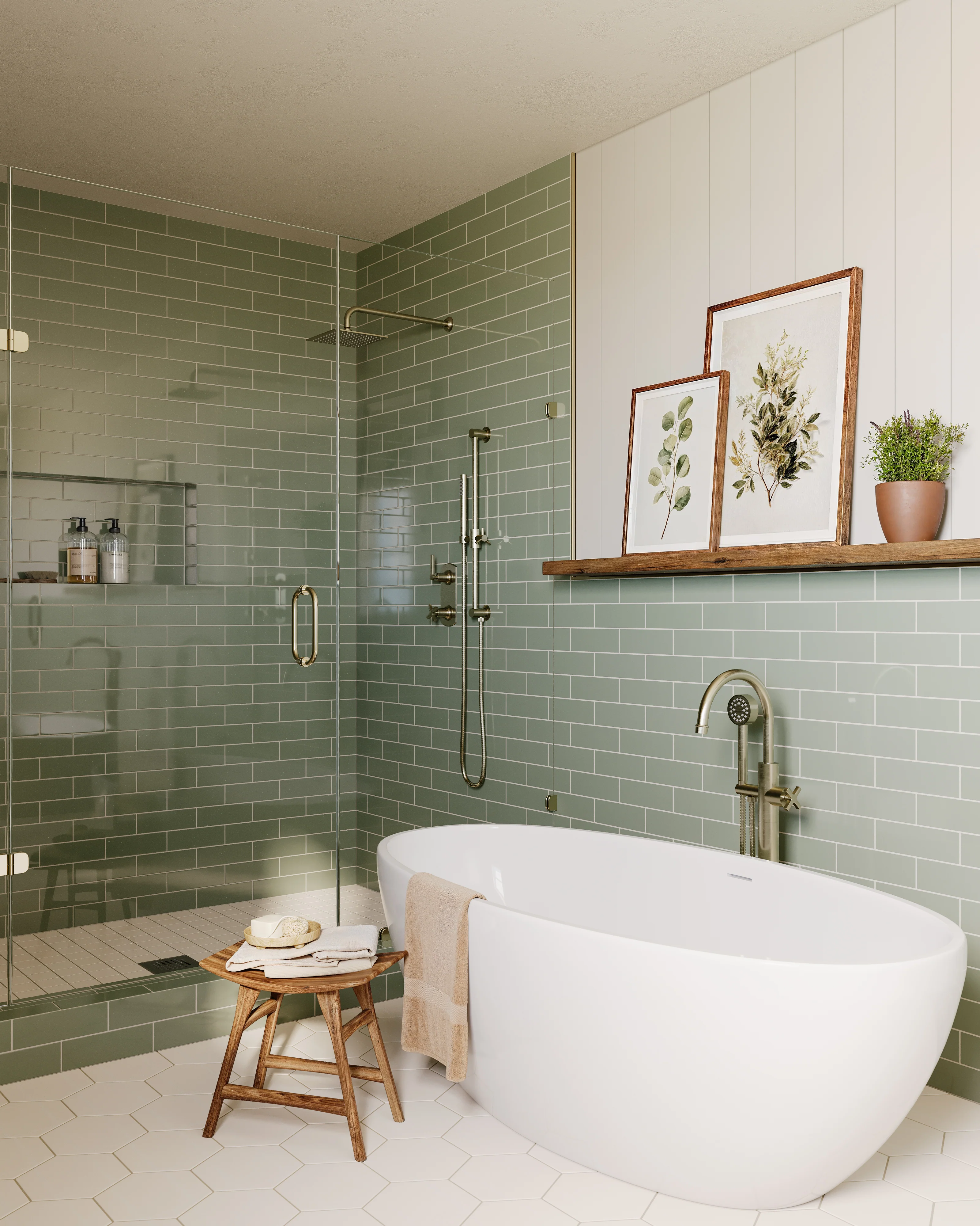 3x9 Natural Press Ceramic Tile in Terre Verte Gloss - Rockland Interiors Inc.
