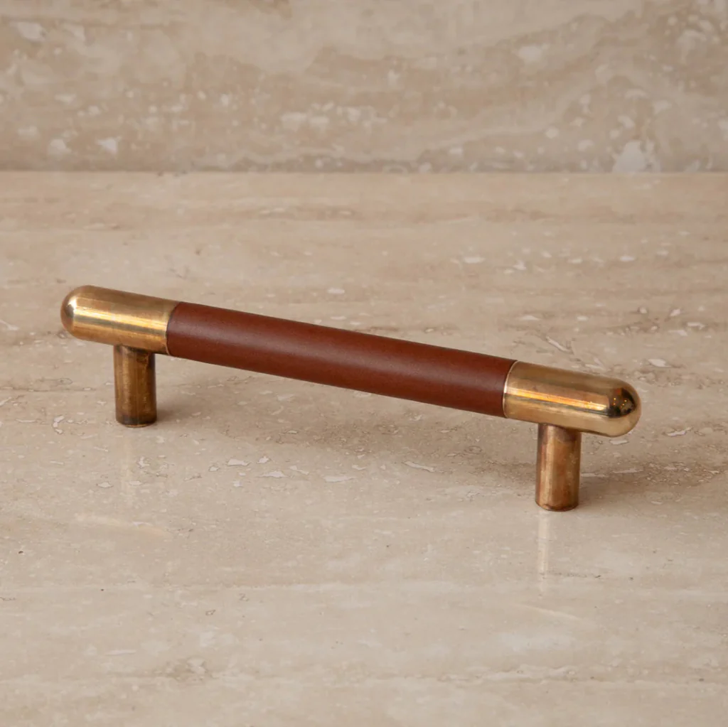 Mineral Leather Wrapped Metal Bar Pull - Rockland Interiors Inc.
