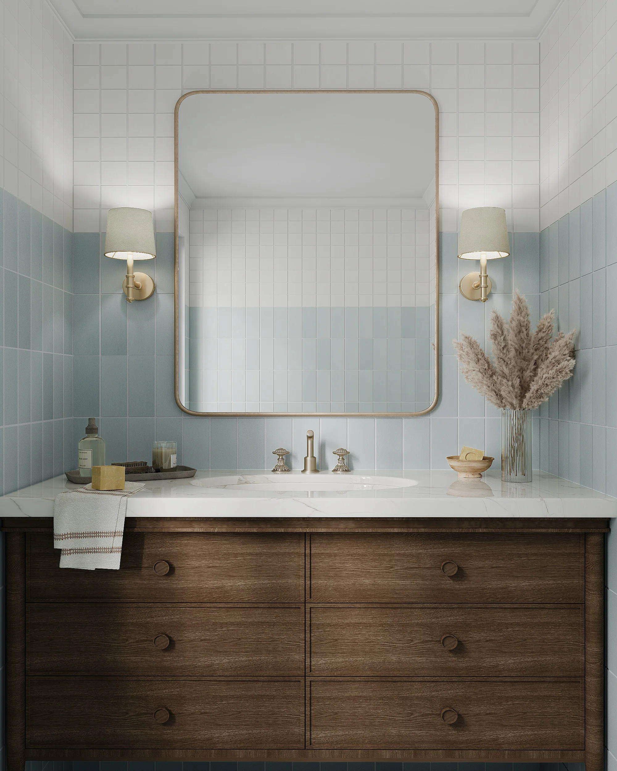 3x3 Straight Set Sheeted Natural Press Ceramic Mosaic Tile in Salt Creek Gloss - Rockland Interiors Inc.