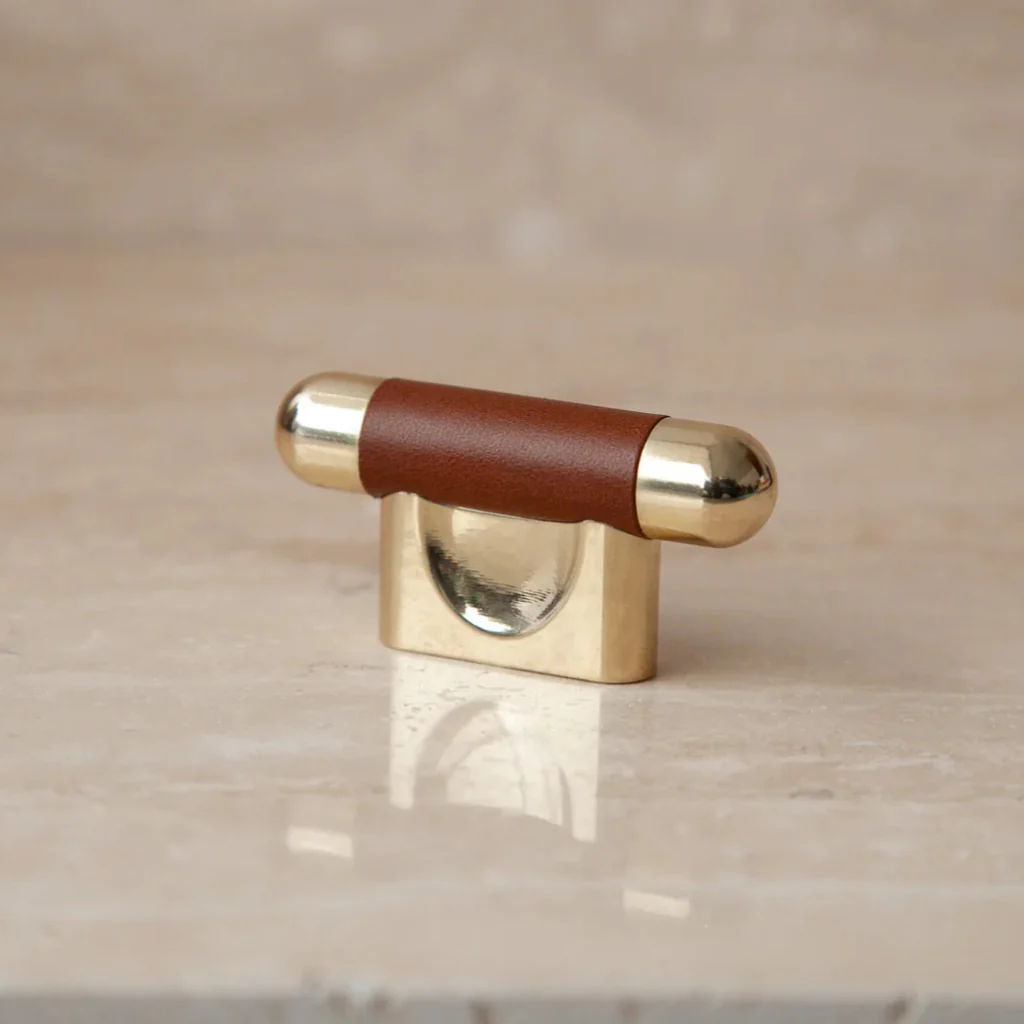 Mineral Leather Wrapped Metal Knob - Rockland Interiors Inc.