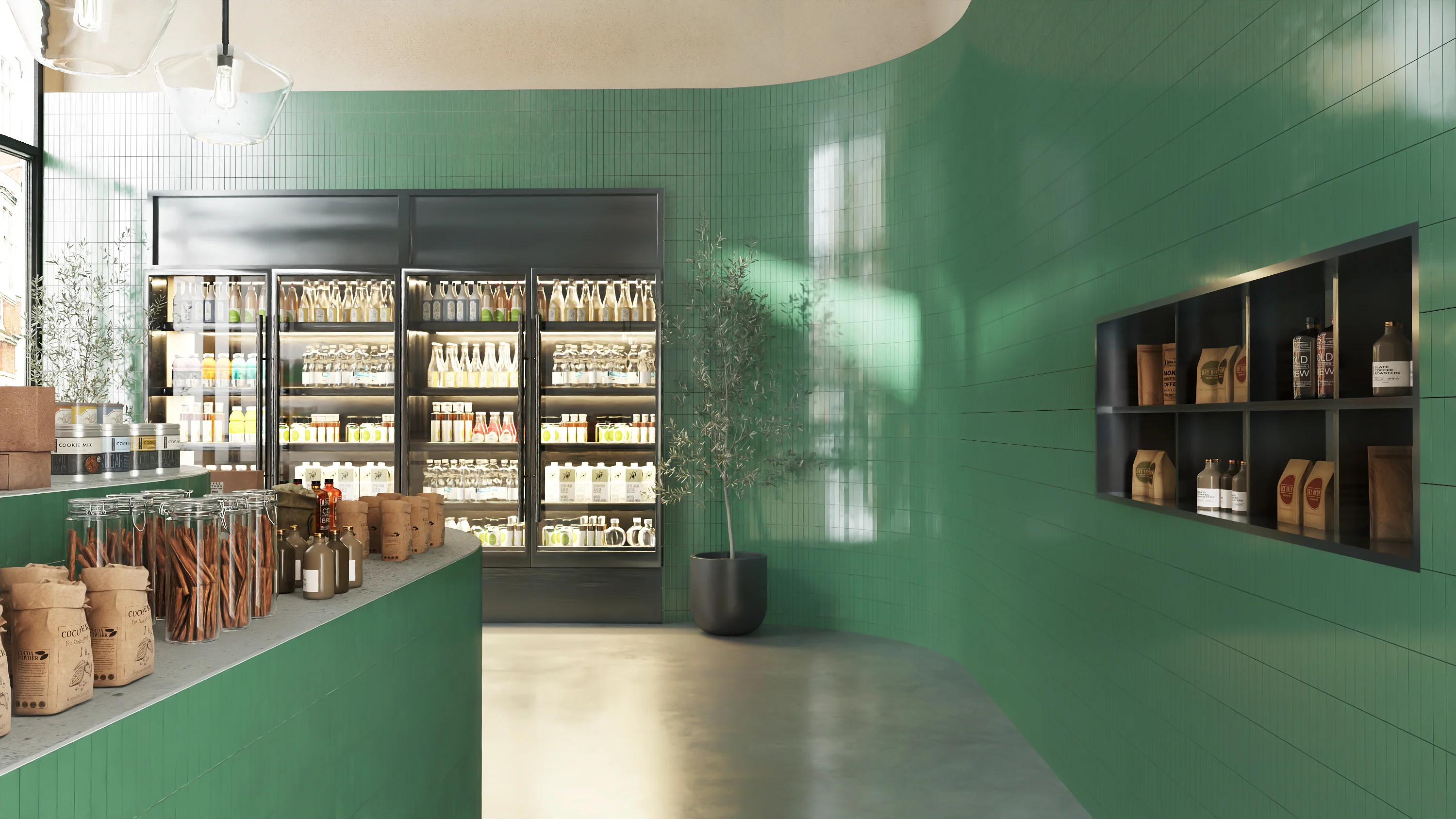 2x8 Natural Press Ceramic Tile in Viridian Gloss - Rockland Interiors Inc.