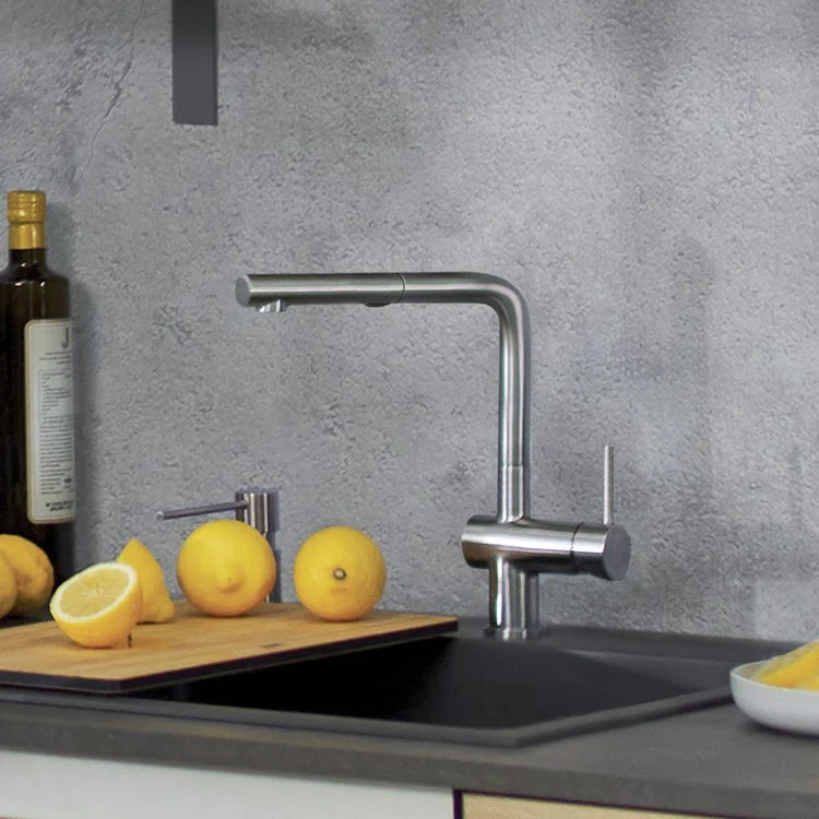 Kitchen Faucet Linus 1 Lever CALGreen Stainless Steel Pull-Out 2 Function 160 DEG Swivel 1 Hole 1.5 Gallons per Minute - Rockland Interiors Inc.