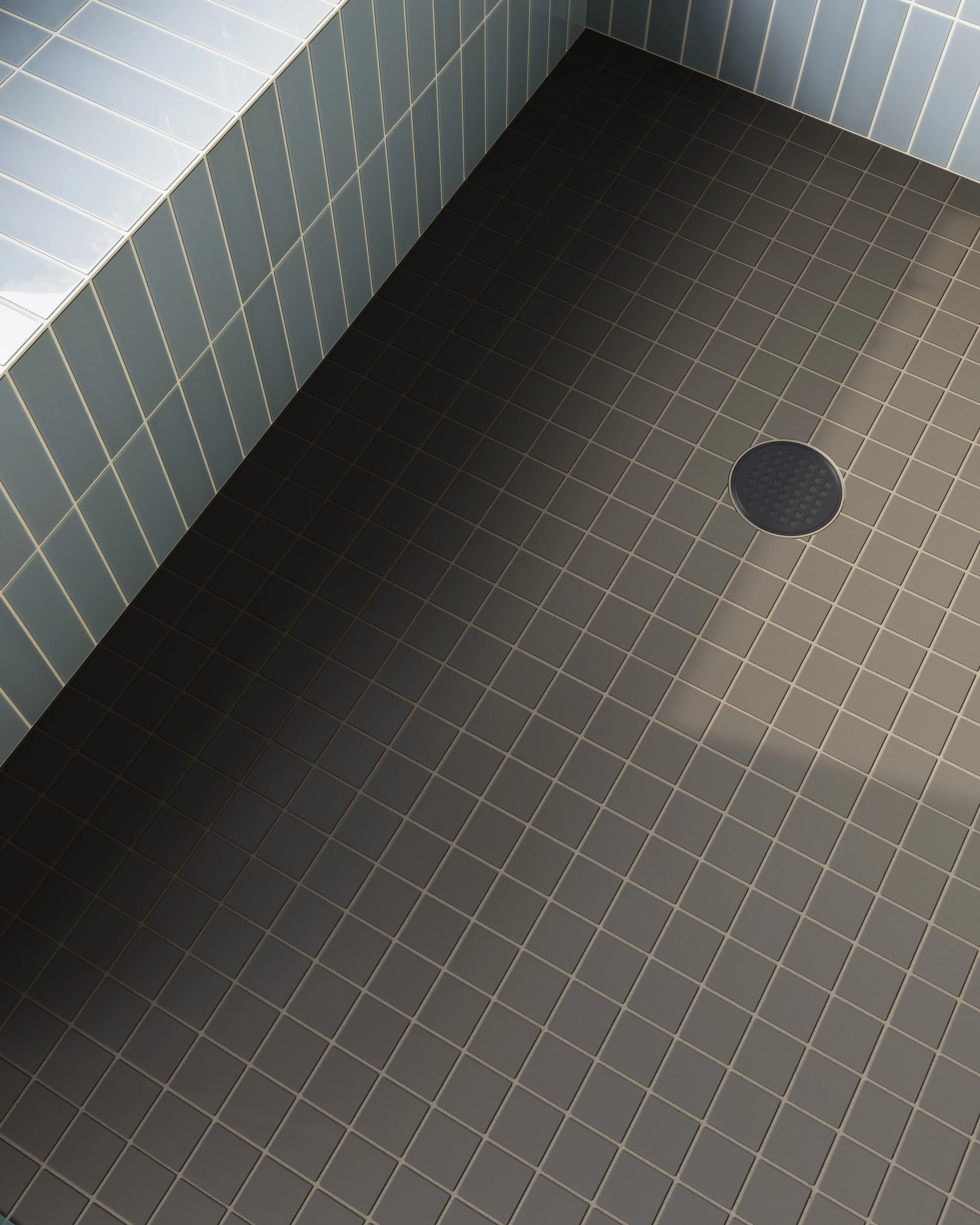 2x2 Straight Set Sheeted Natural Press Ceramic Mosaic Tile in Timberline Matte - Rockland Interiors Inc.