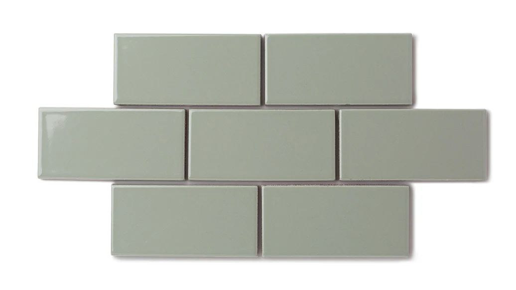 3x6 Natural Press Ceramic Tile in Terre Verte Gloss - Rockland Interiors Inc.