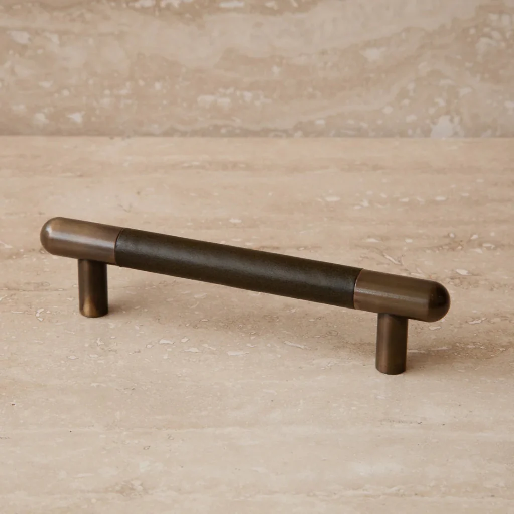 Mineral Leather Wrapped Metal Bar Pull - Rockland Interiors Inc.