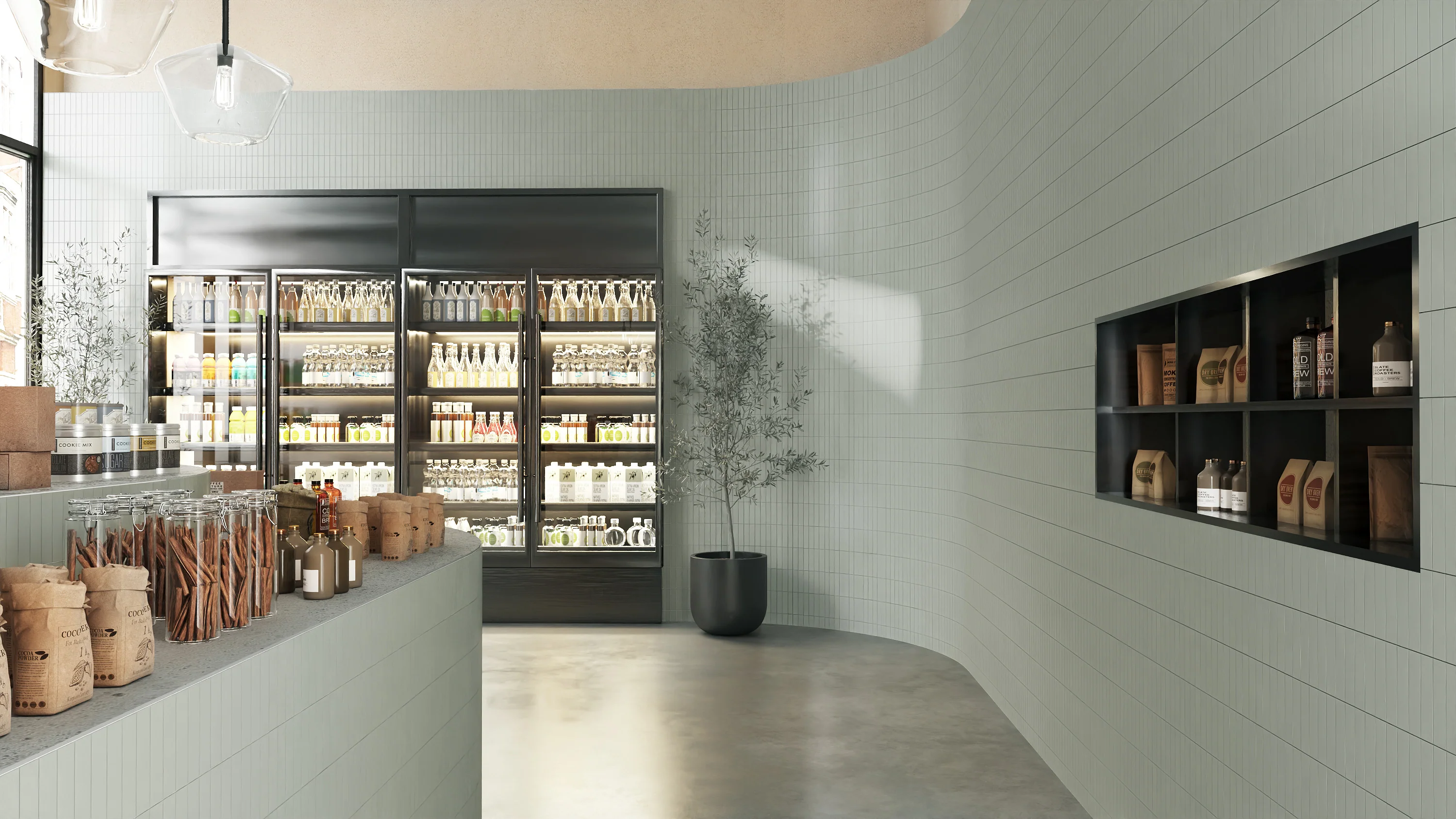 2x8 Natural Press Ceramic Tile in Terre Verte Matte - Rockland Interiors Inc.