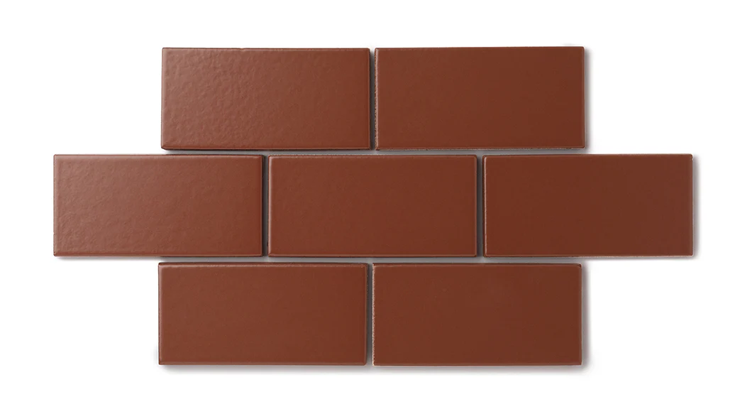 Elongated Hexagon Natural Press Ceramic Tile in Red Iron Oxide Matte - Rockland Interiors Inc.