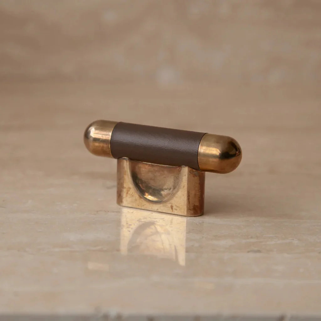Mineral Leather Wrapped Metal Knob - Rockland Interiors Inc.