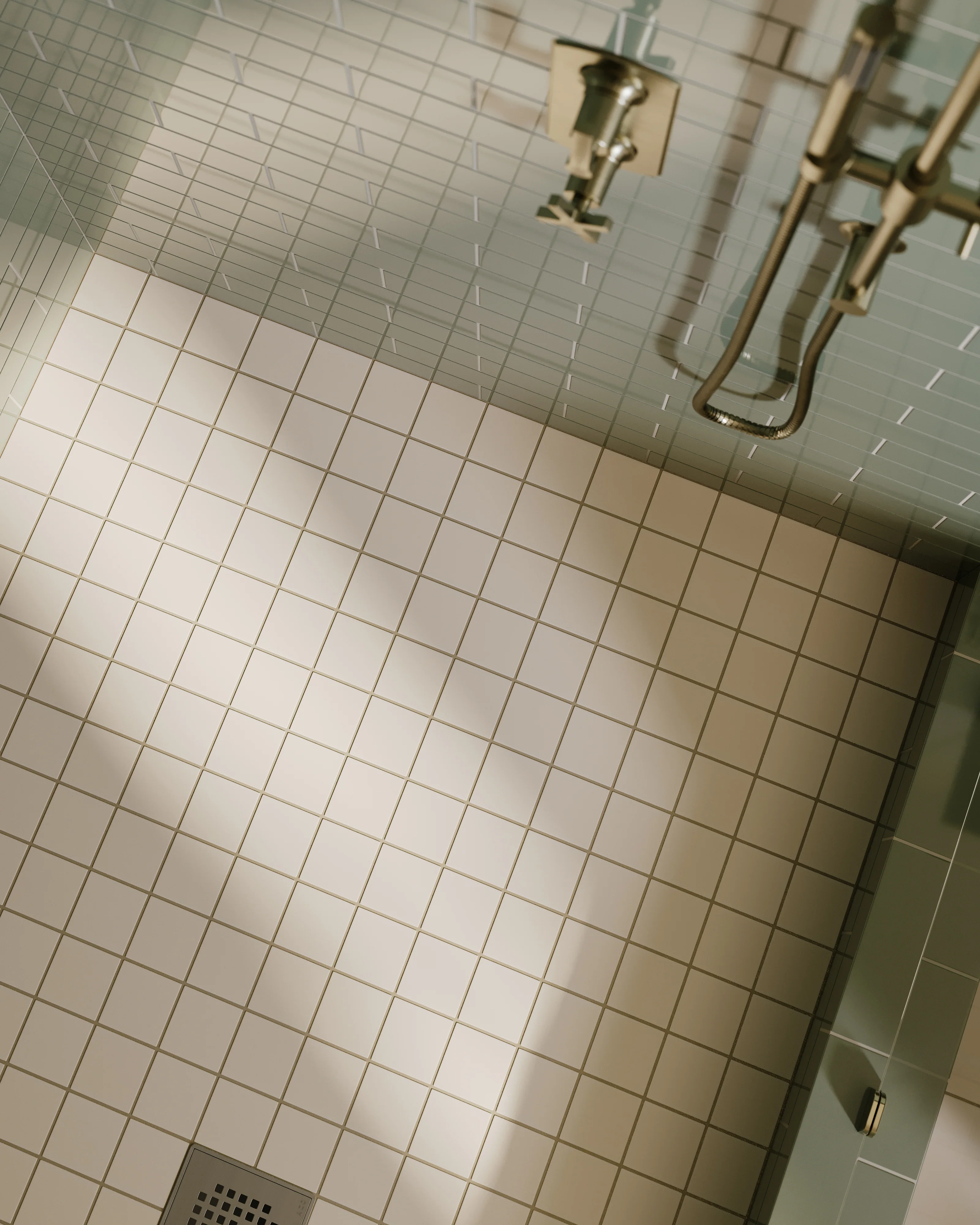 3x3 Straight Set Sheeted Natural Press Ceramic Mosaic Tile in Pearl Matte - Rockland Interiors Inc.