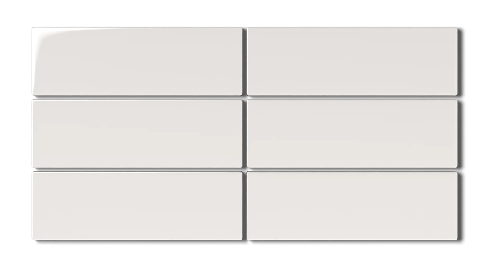 2x6 Natural Press Ceramic Tile in Flake White Gloss - Rockland Interiors Inc.
