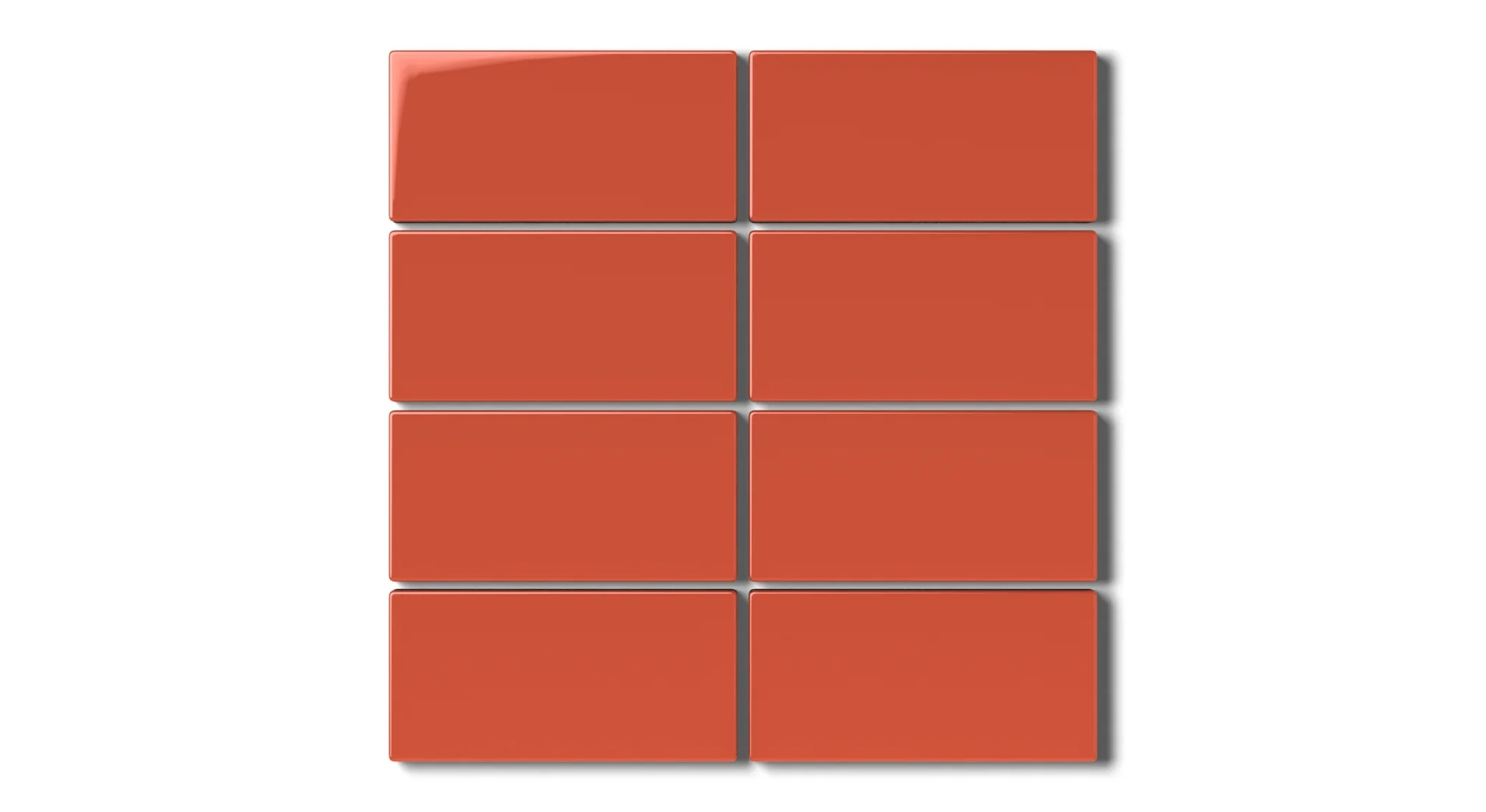 2x4 Straight Set Sheeted Natural Press Ceramic Mosaic Tile in Vermillion Gloss - Rockland Interiors Inc.